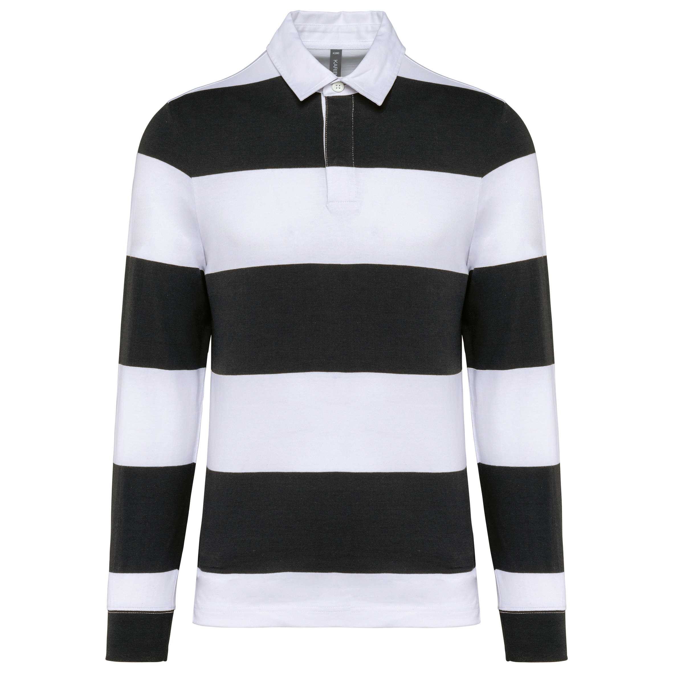 Polo a rayas manga larga unisex Black / White Stripes
