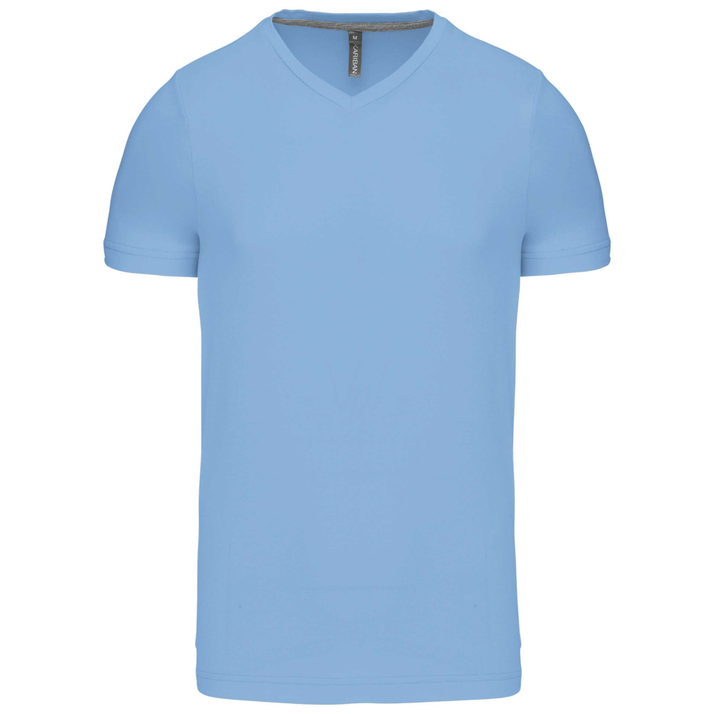 Camiseta de manga corta y cuello de pico Sky Blue
