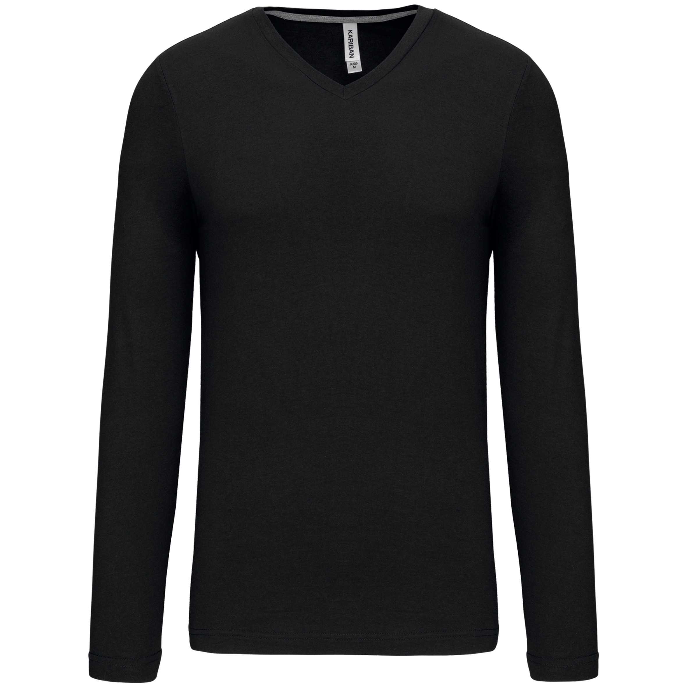 Camiseta de manga larga y cuello de pico de hombre Black