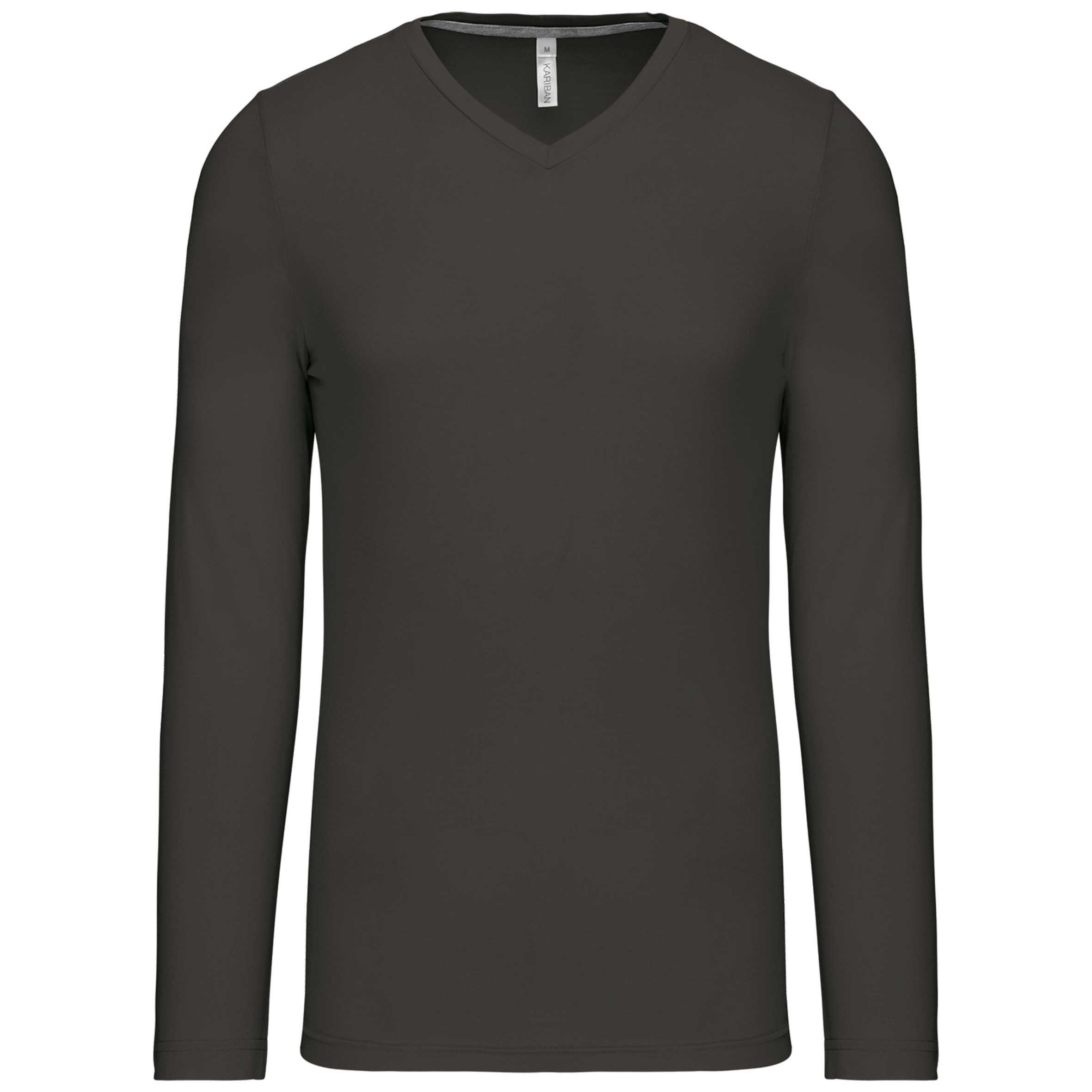 Camiseta de manga larga y cuello de pico de hombre Dark Grey