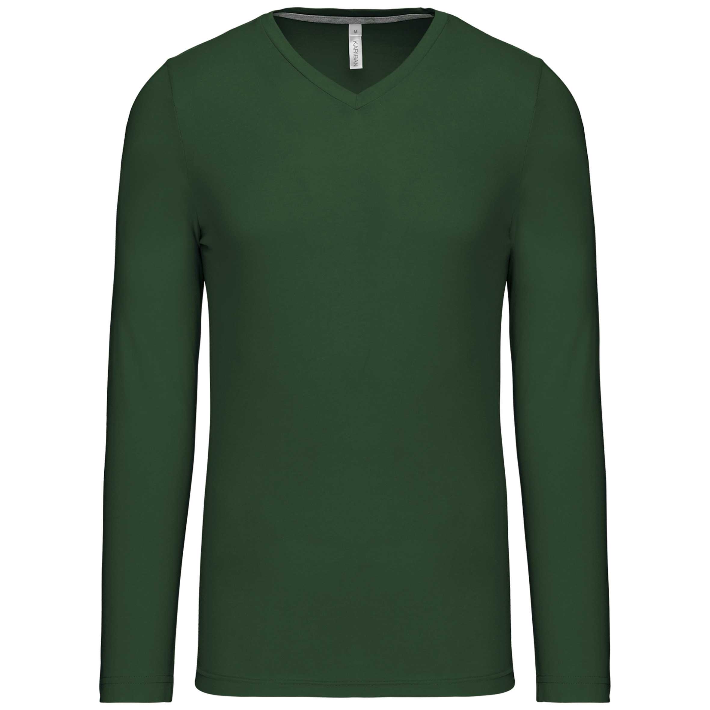 Camiseta de manga larga y cuello de pico de hombre Forest Green