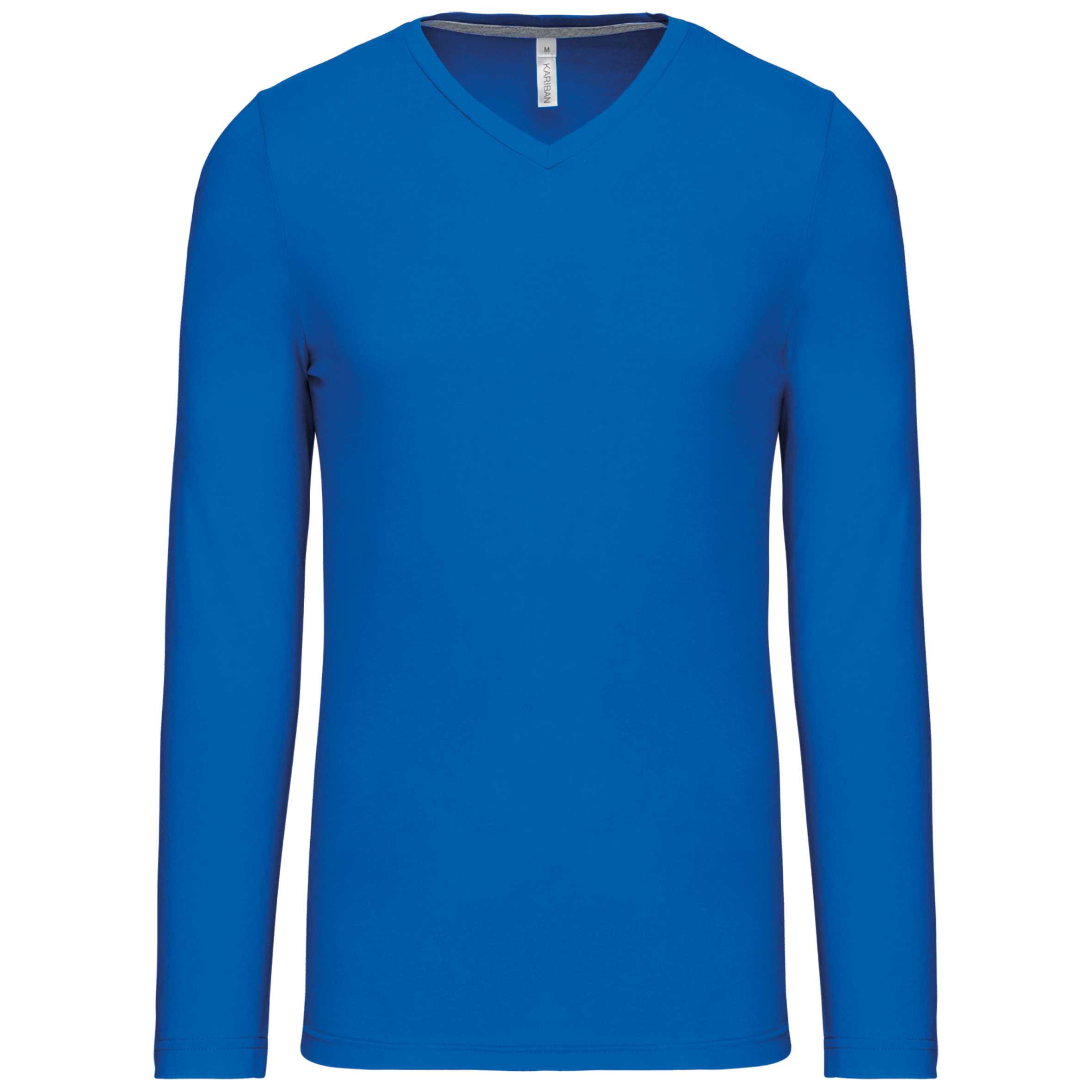 Camiseta de manga larga y cuello de pico de hombre Light Royal Blue