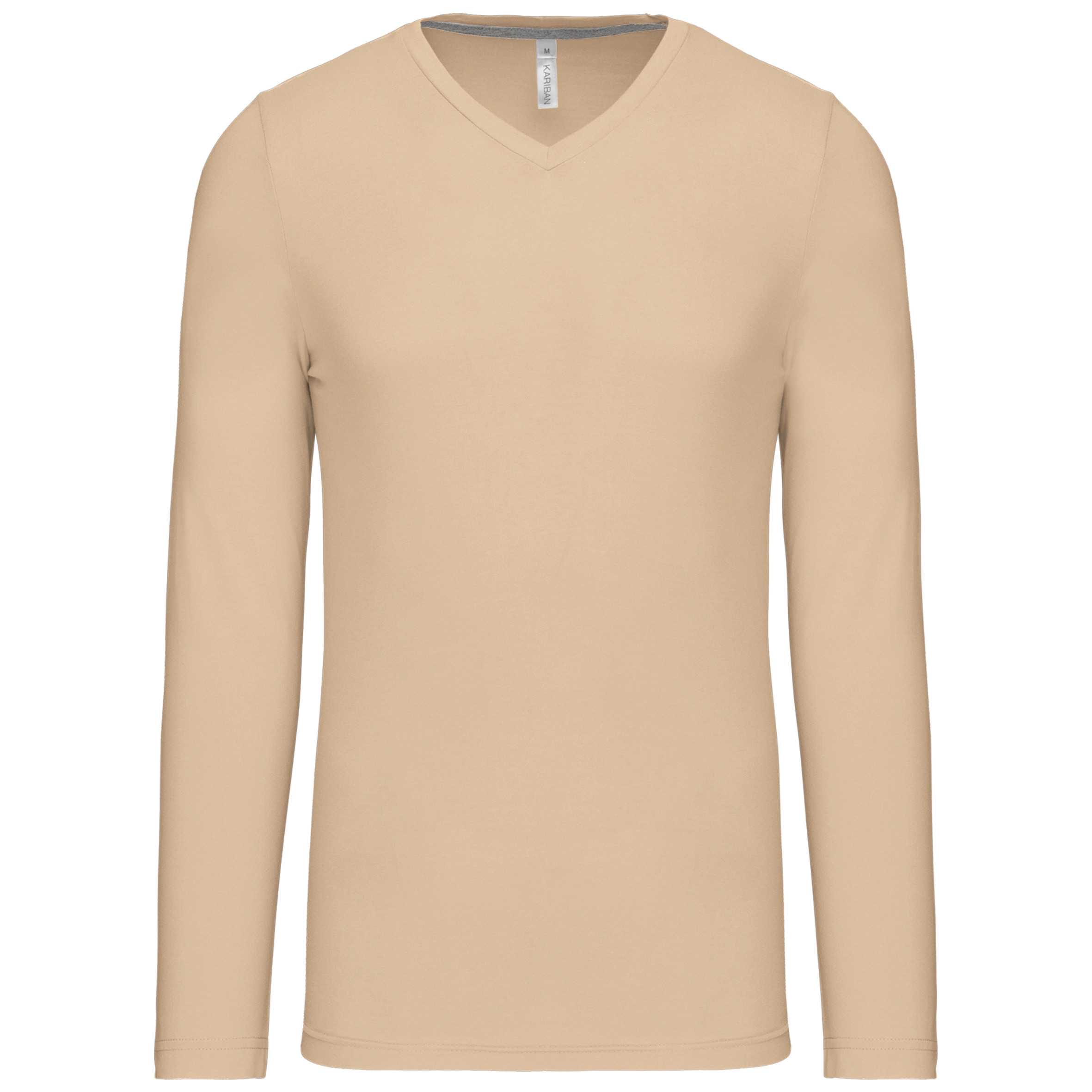 Camiseta de manga larga y cuello de pico de hombre Light Sand