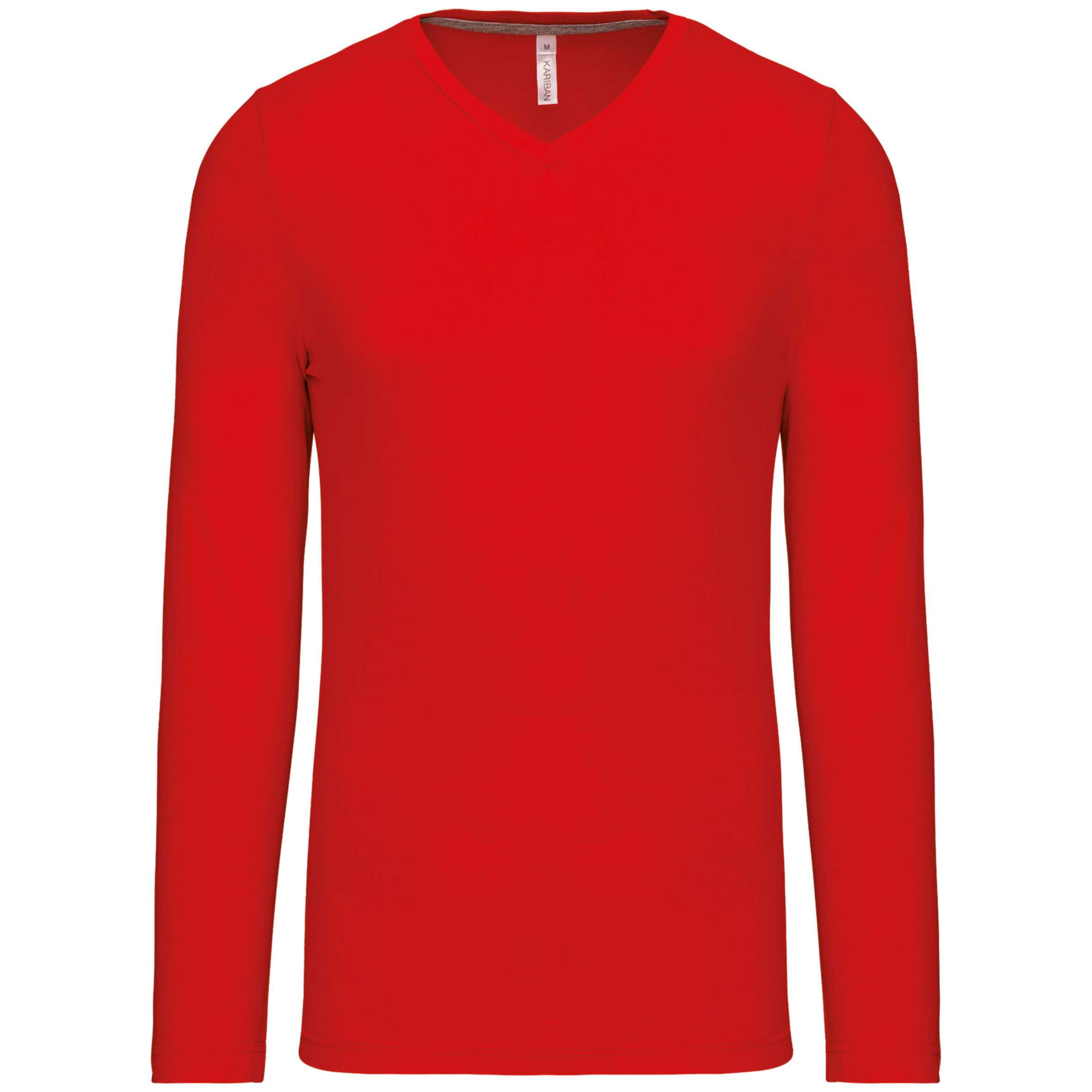 Camiseta de manga larga y cuello de pico de hombre Red