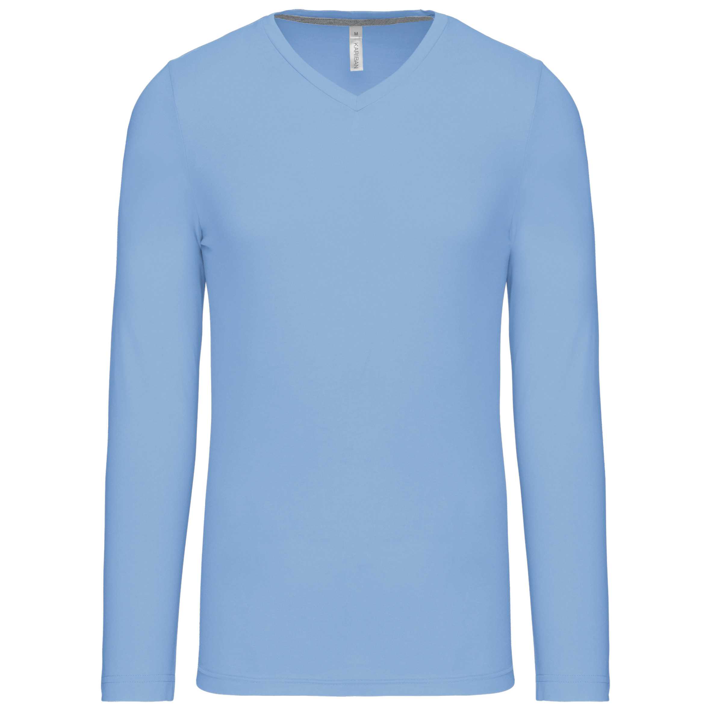 Camiseta de manga larga y cuello de pico de hombre Sky Blue