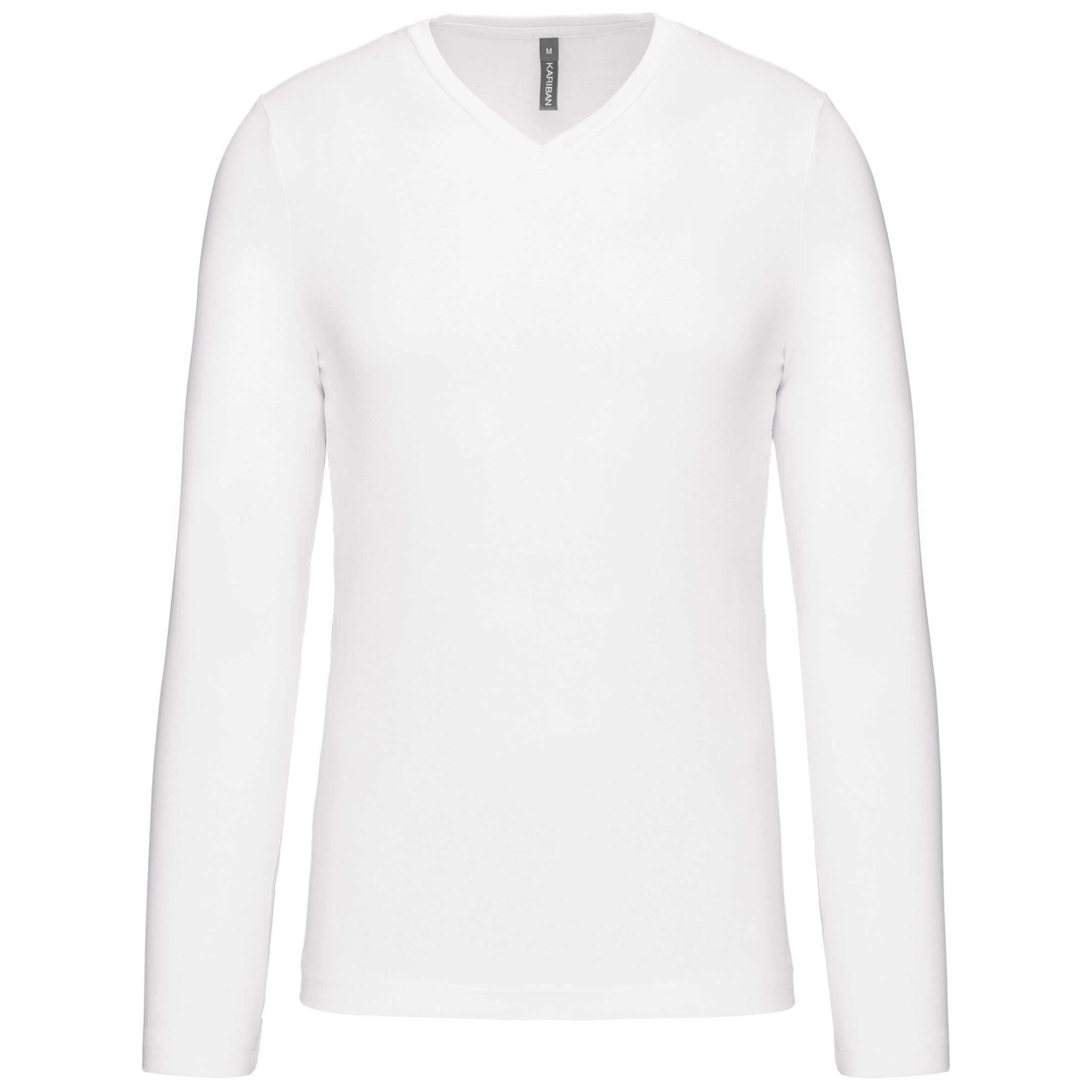 Camiseta de manga larga y cuello de pico de hombre White