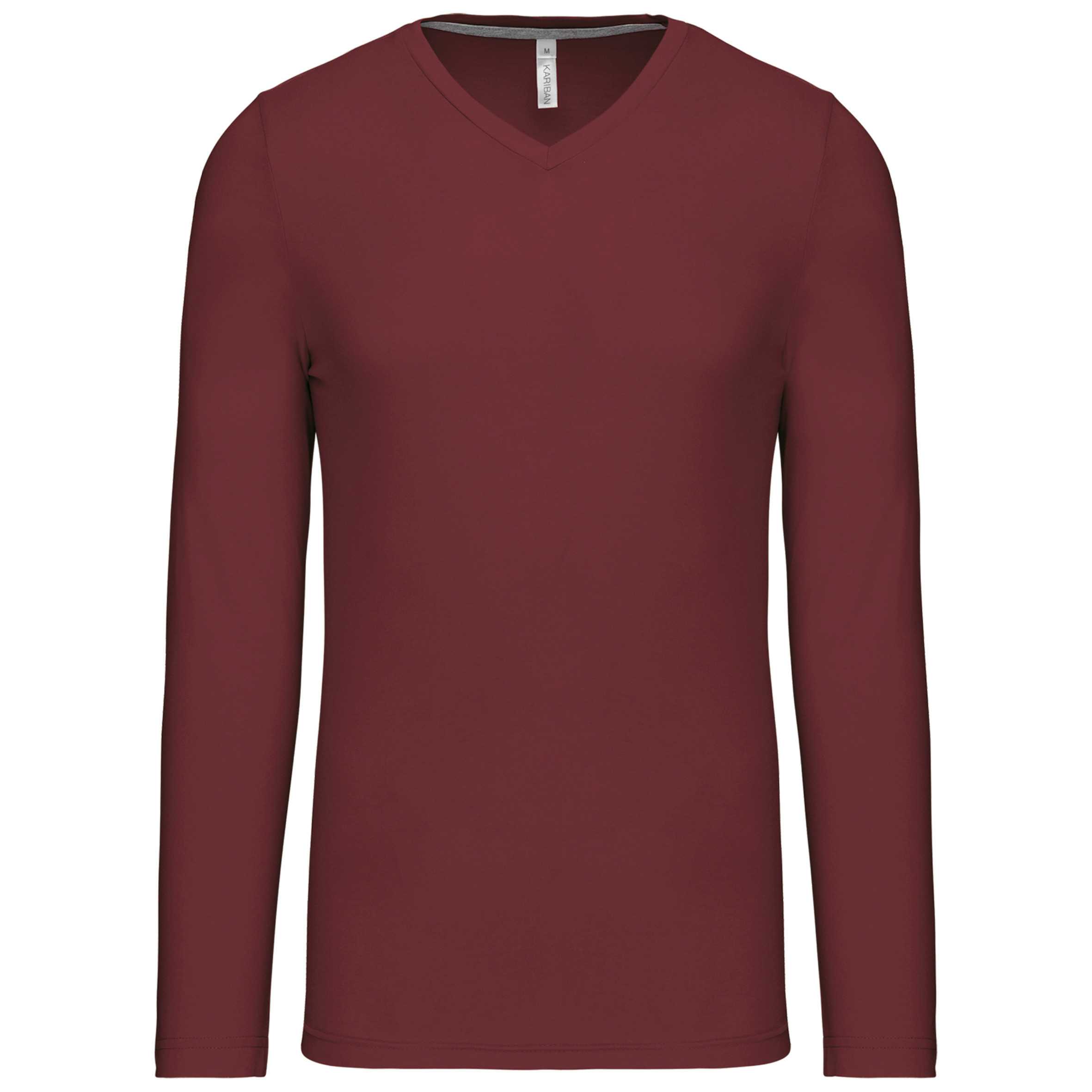 Camiseta de manga larga y cuello de pico de hombre Wine