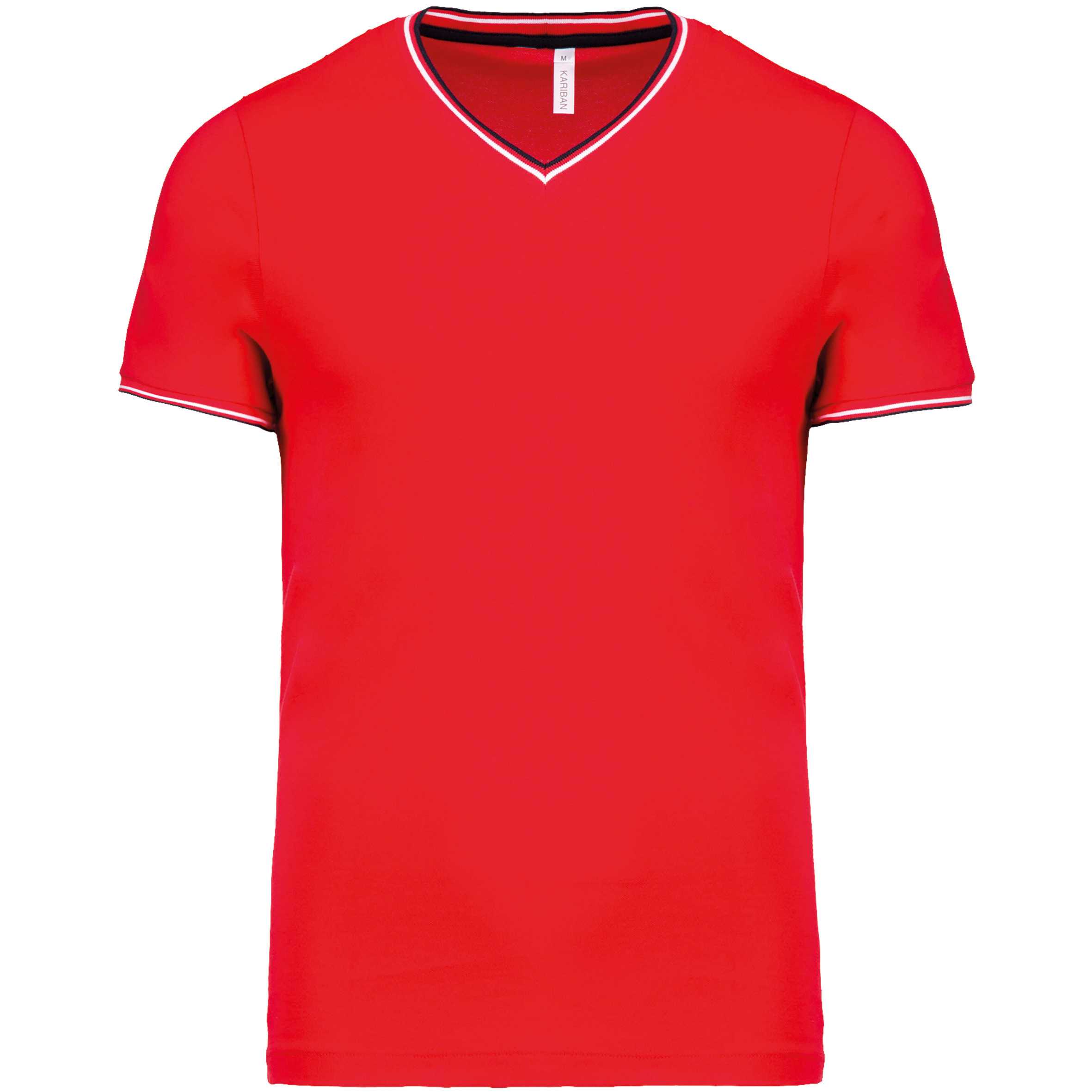 Camiseta de punto piqué con cuello de pico de hombre Red / Navy / White