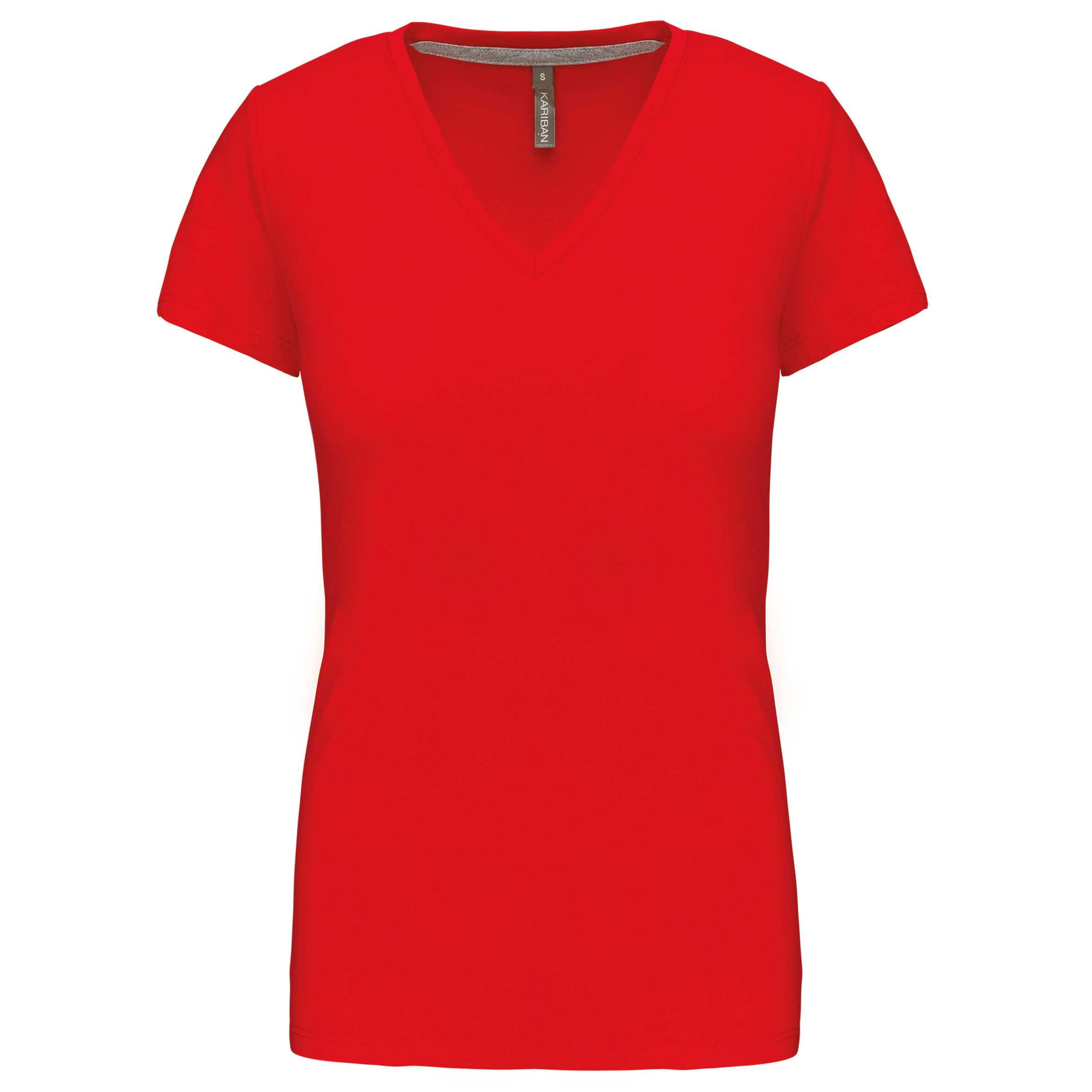 Camiseta de manga cota y cuello de pico mujer Red