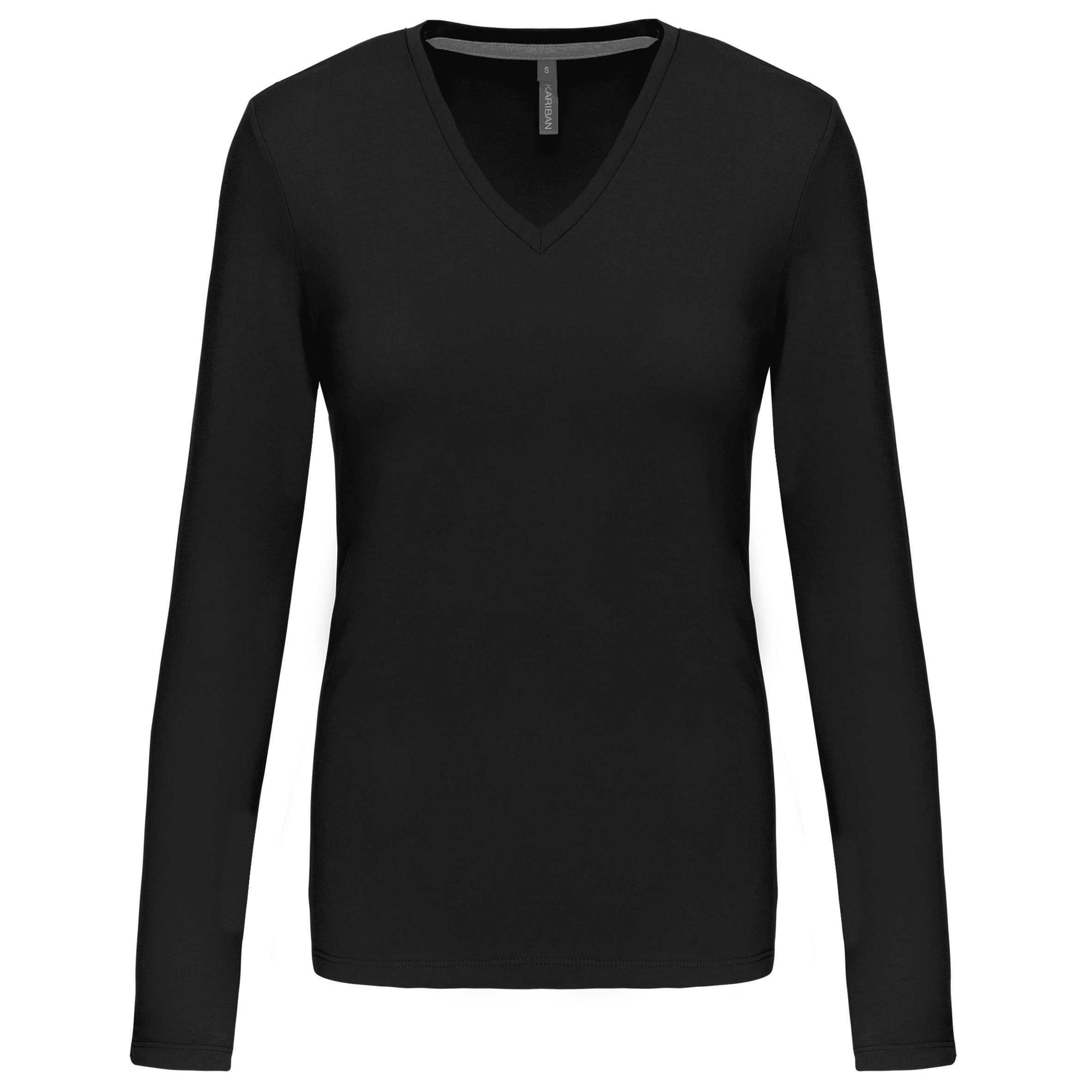 Camiseta de manga larga y cuello de pico mujer Black