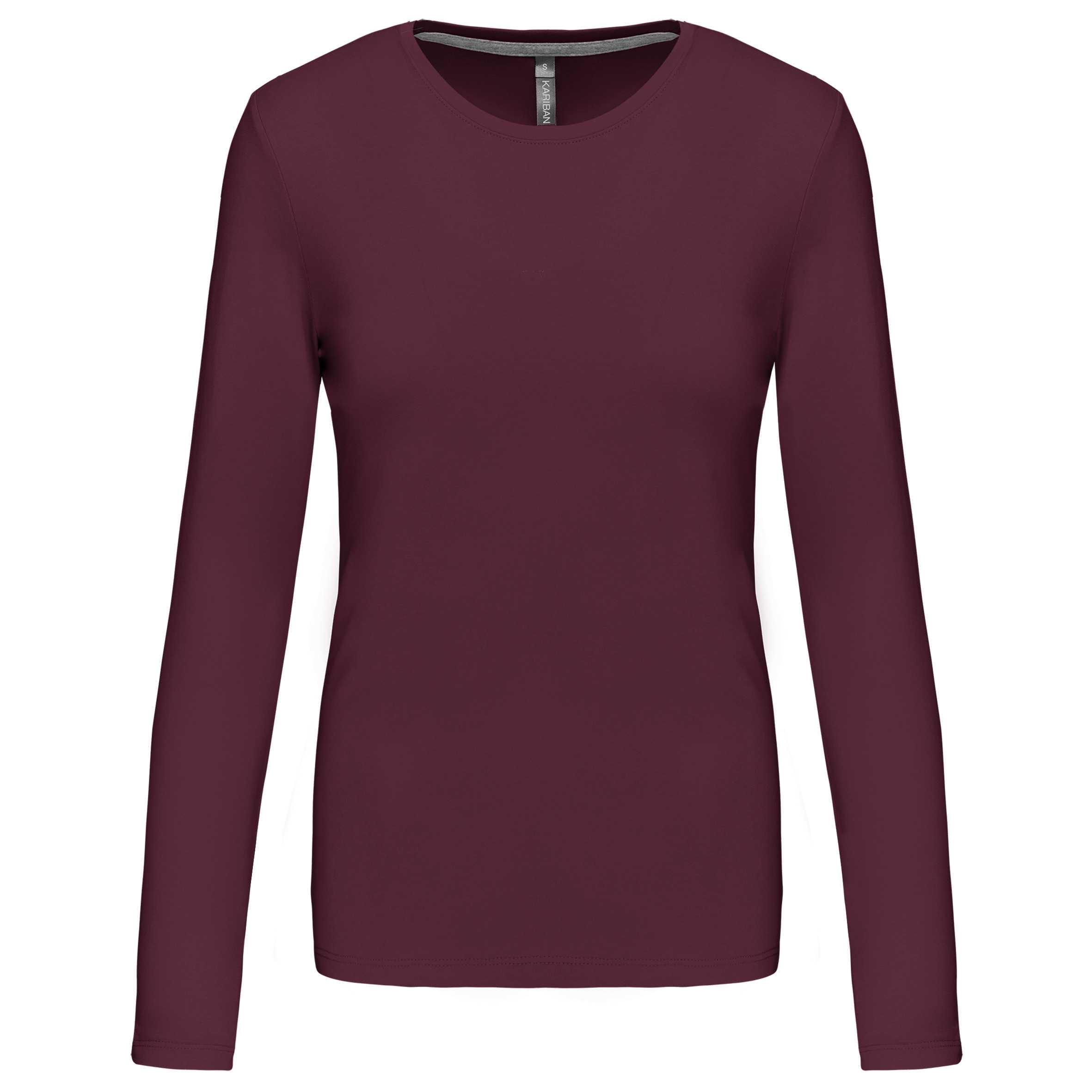 Camiseta de manga larga y cuello redondo de mujer Wine