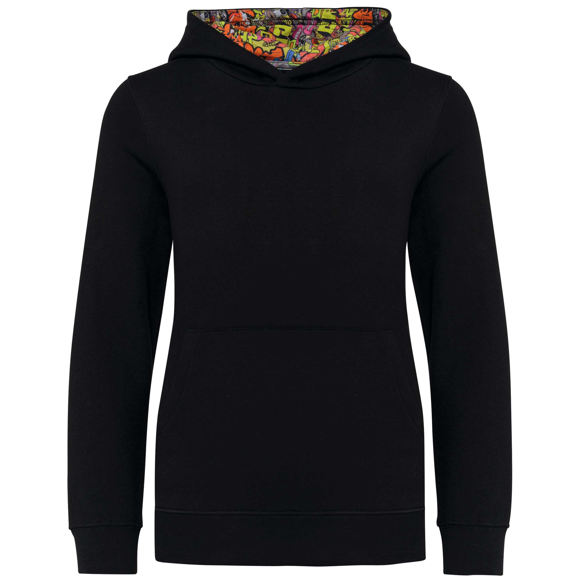 Sudadera con capucha de forro contrastado infantil Black / Skate Graffiti