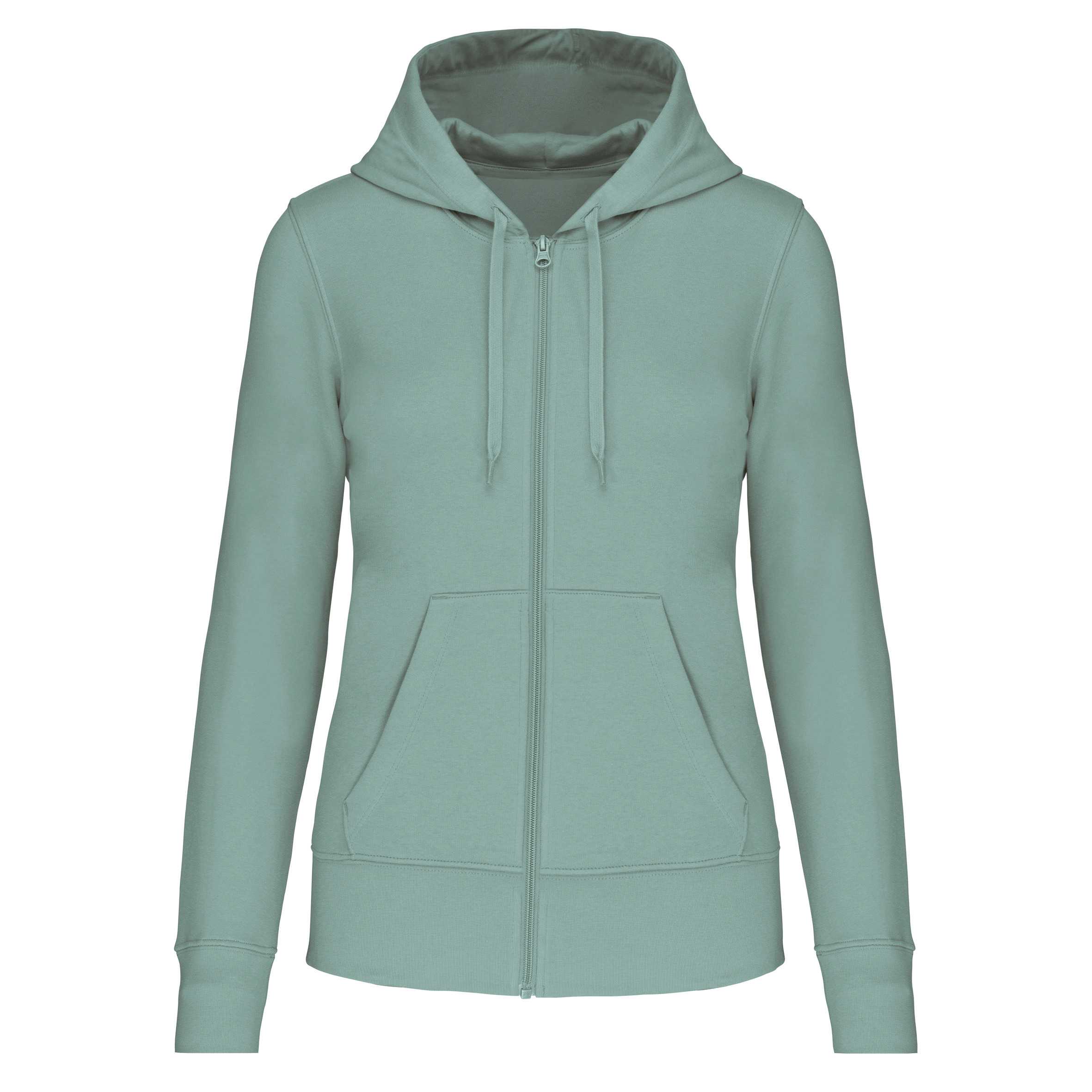Sudadera con capucha y cremallera ecorresponsable mujer Sage