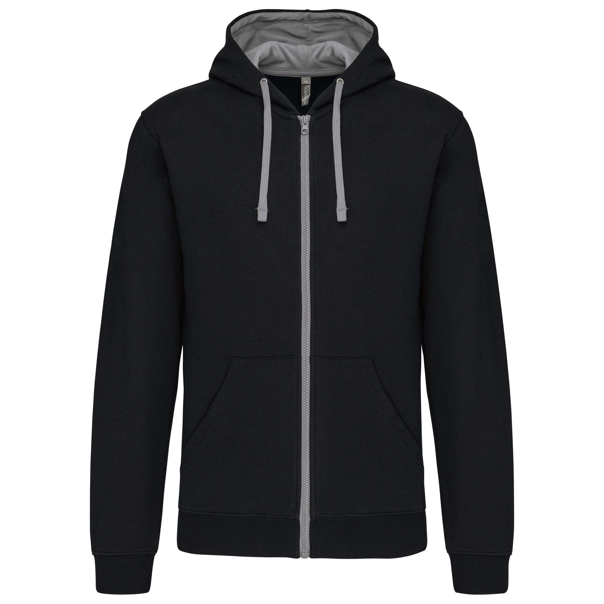Sudadera capucha y cremallera contrastada Black / Fine Grey