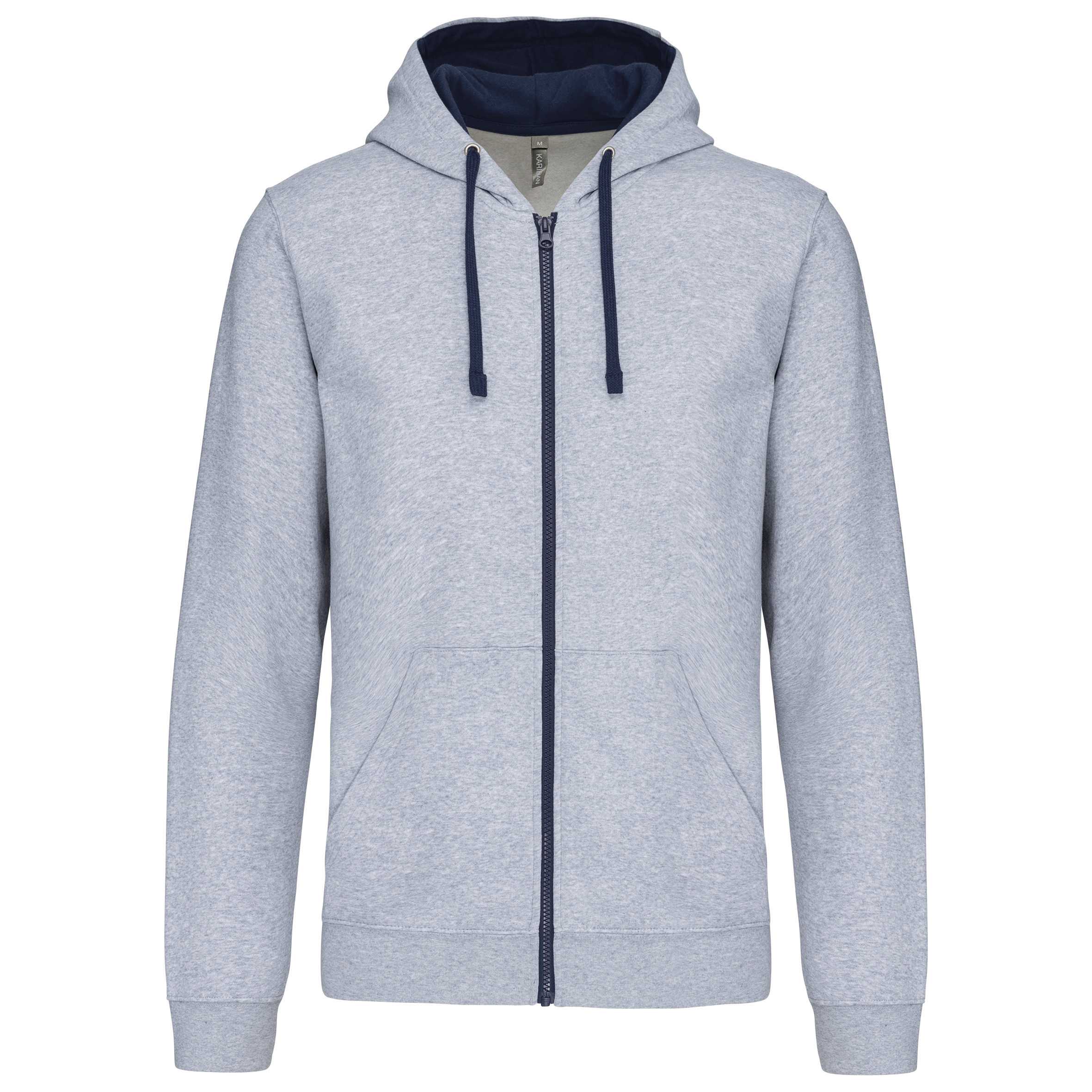 Sudadera capucha y cremallera contrastada Oxford Grey / Navy