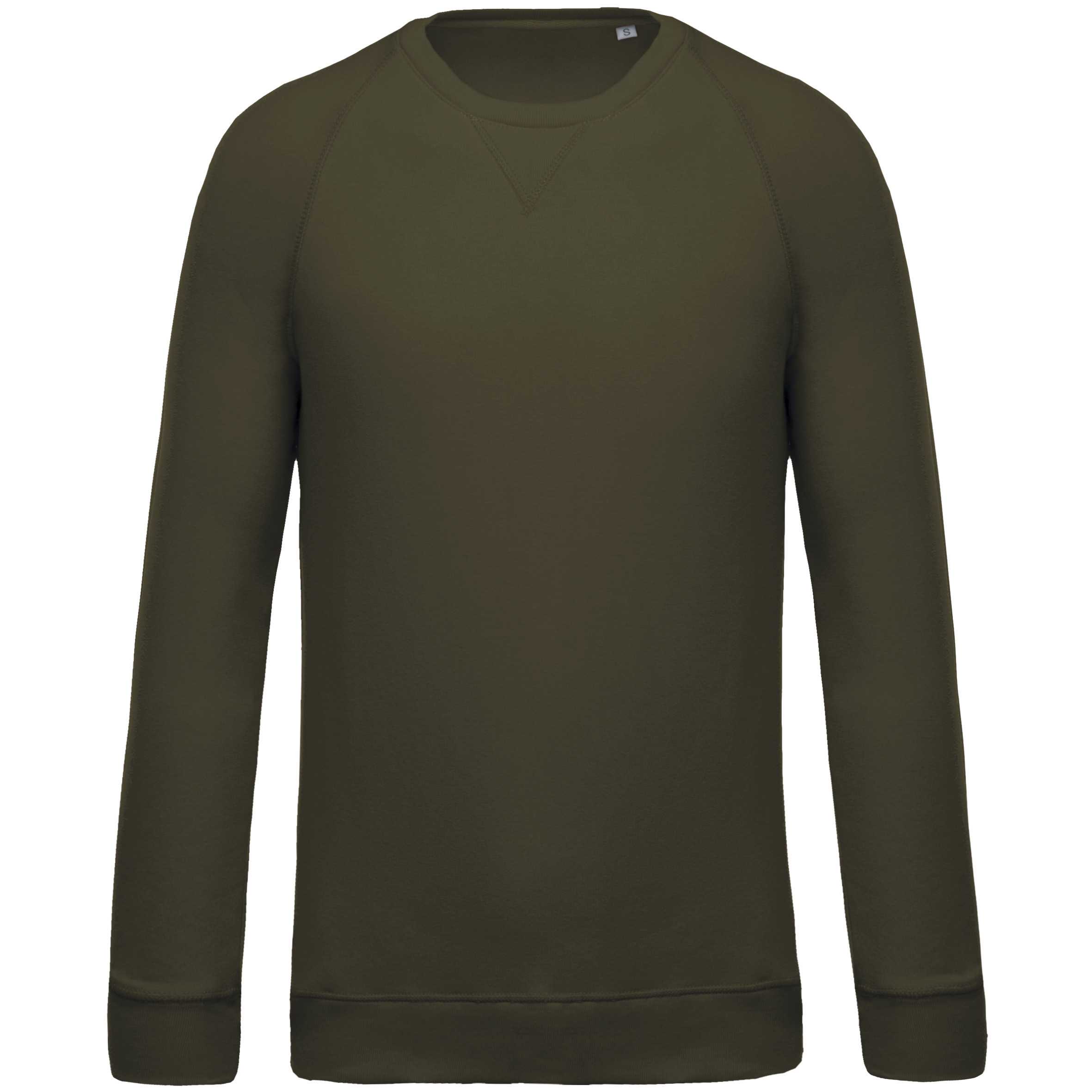 Sudadera algodón orgánico con cuello redondo y mangas raglán Mossy Green