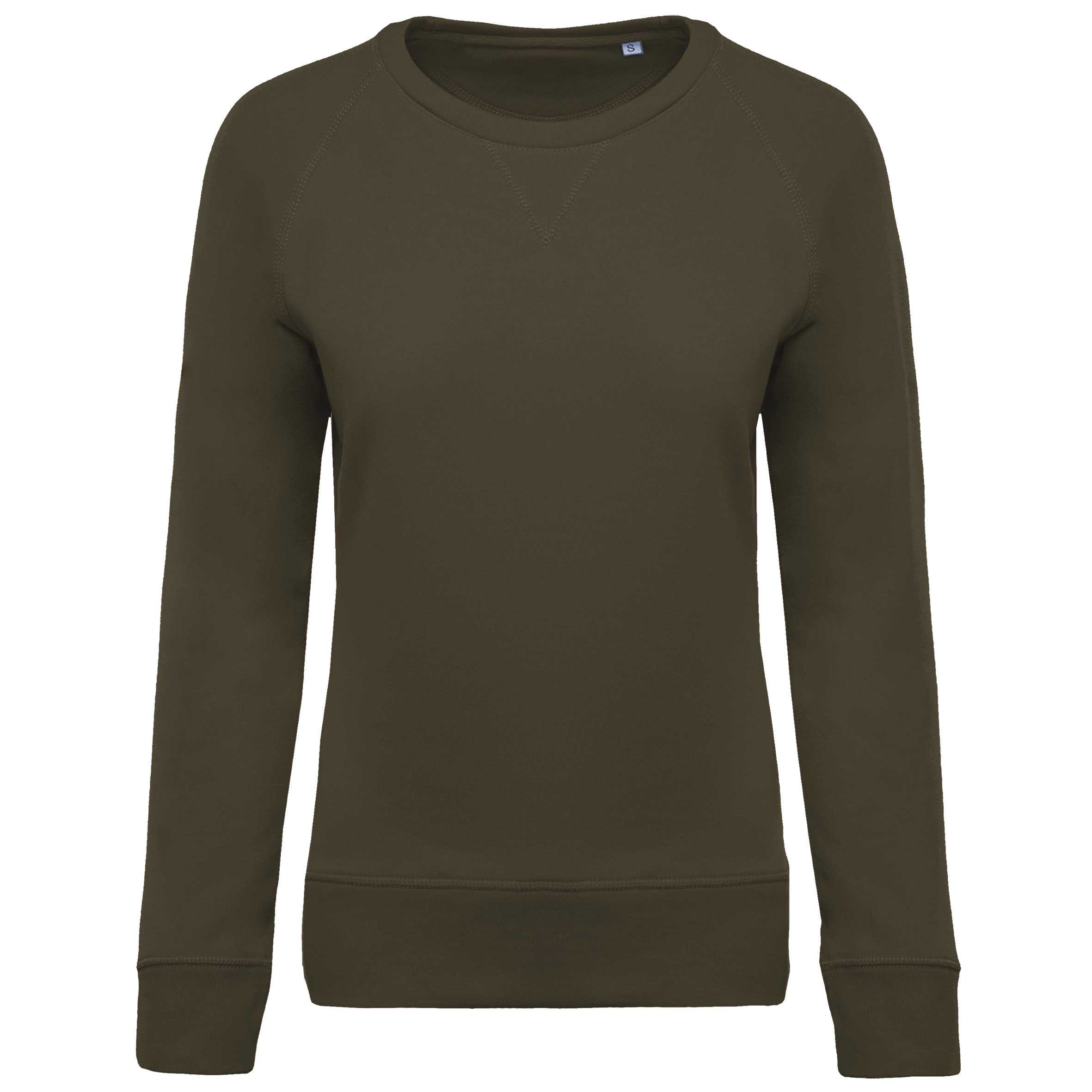 Sudadera algodón orgánico con cuello redondo y mangas raglan Mossy Green