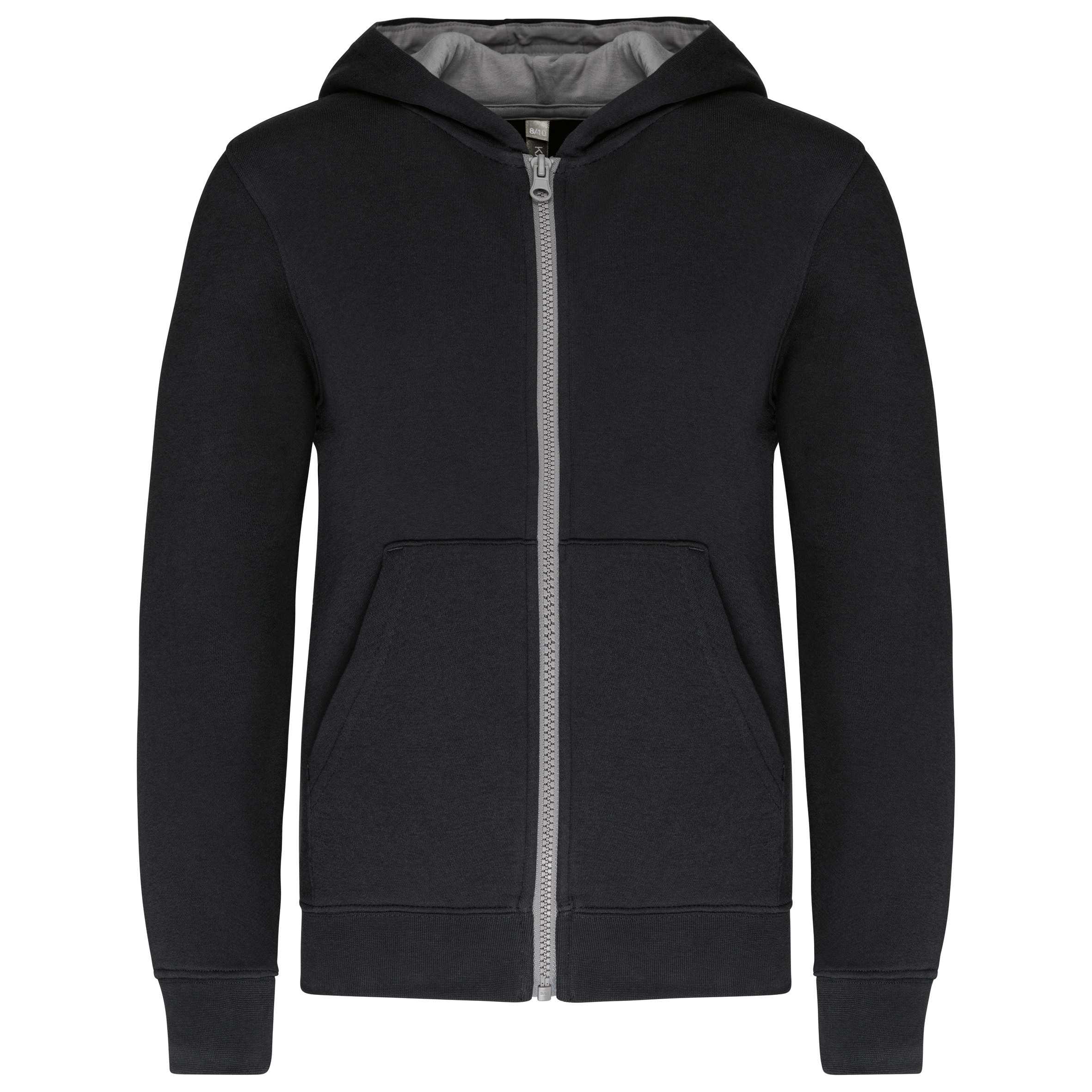 Sudadera capucha y cremallera niños Black / Fine Grey