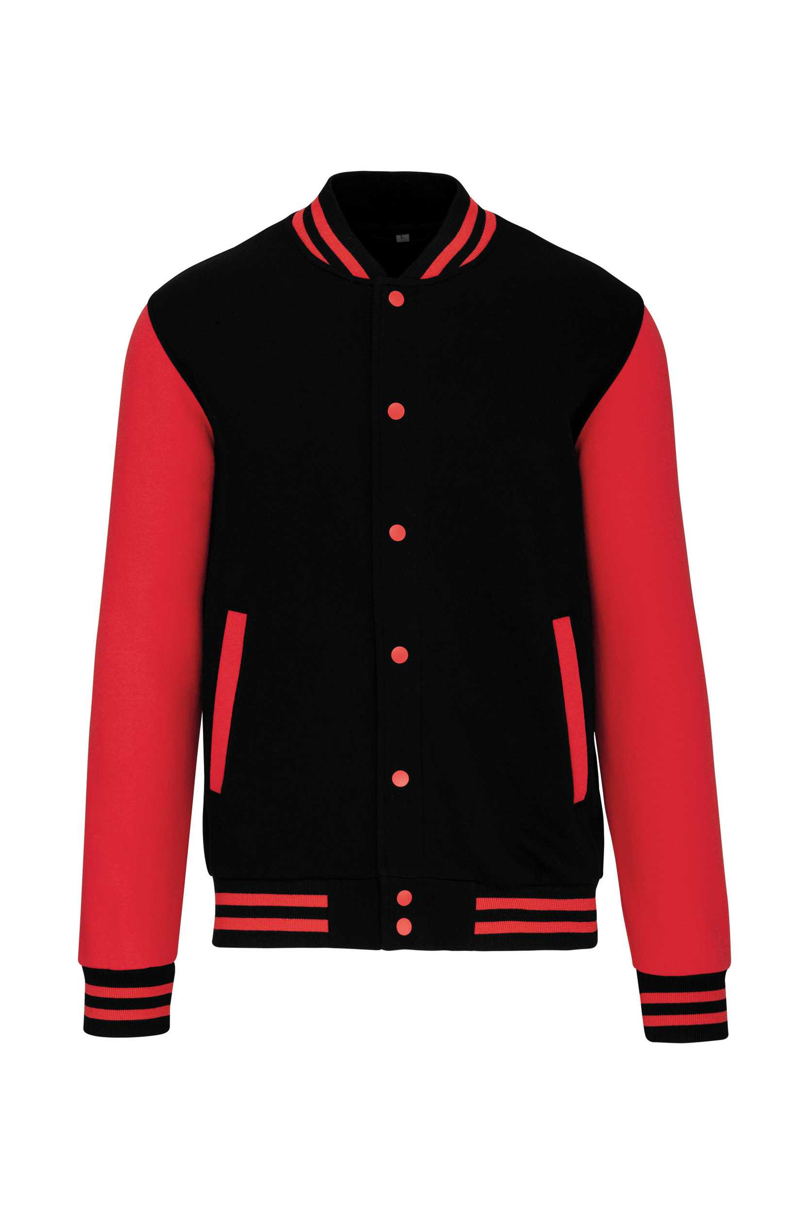 Cazadora béisbolera de felpa unisex Black / Red