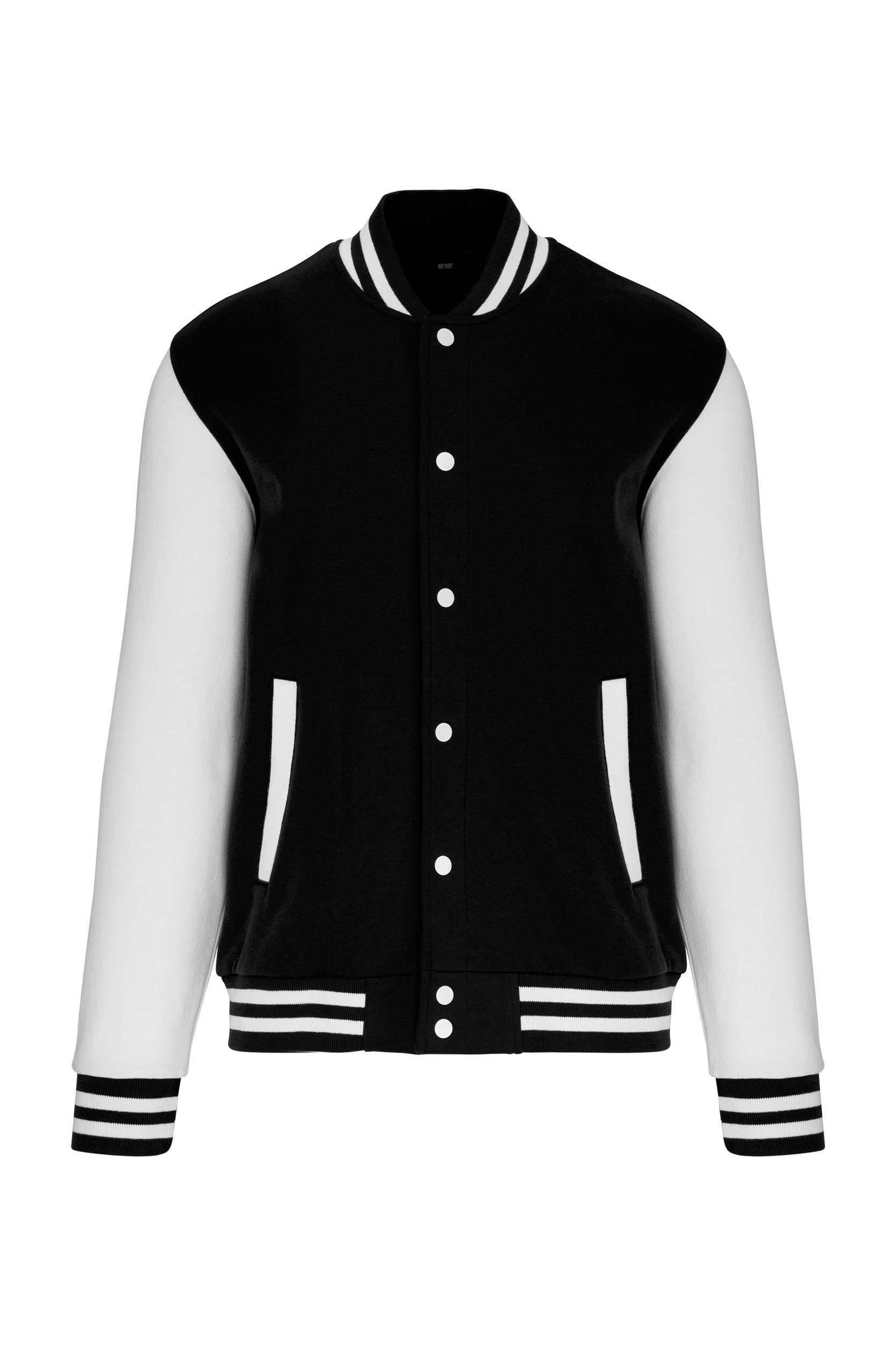 Cazadora béisbolera de felpa unisex Black / White