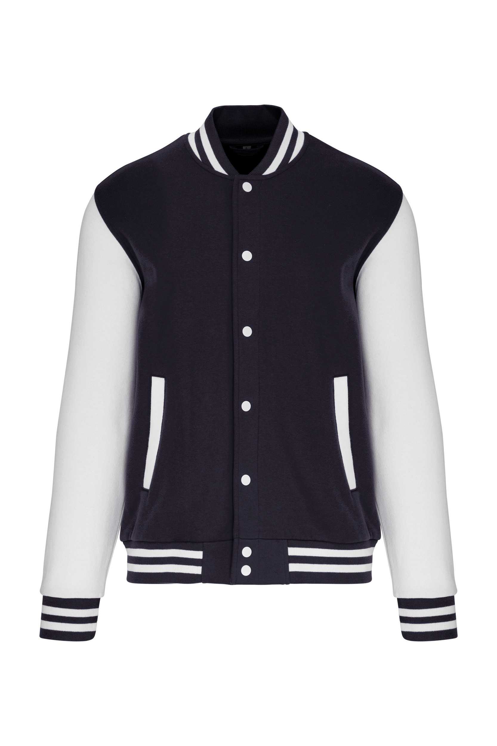 Cazadora béisbolera de felpa unisex Navy / White