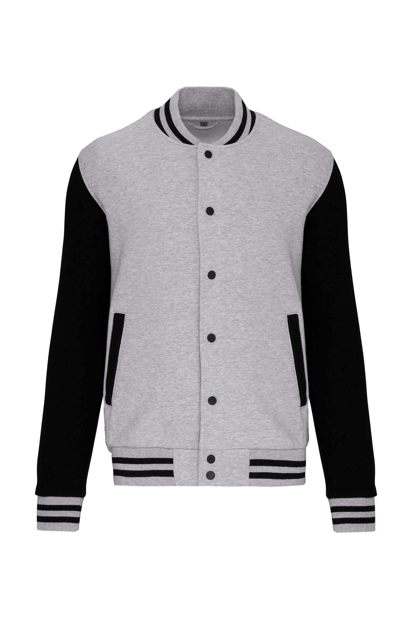 Cazadora béisbolera de felpa unisex Oxford Grey / Black