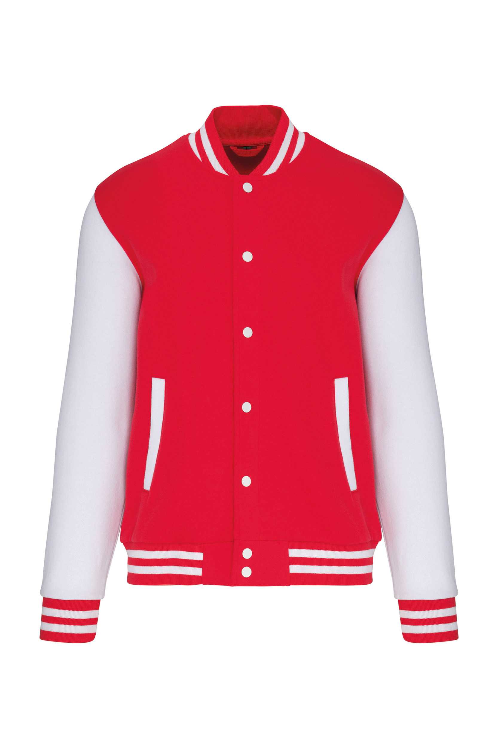 Cazadora béisbolera de felpa unisex Red / White