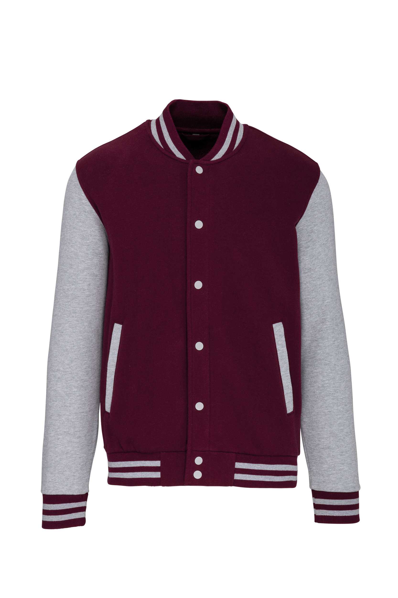 Cazadora béisbolera de felpa unisex Wine / Oxford Grey