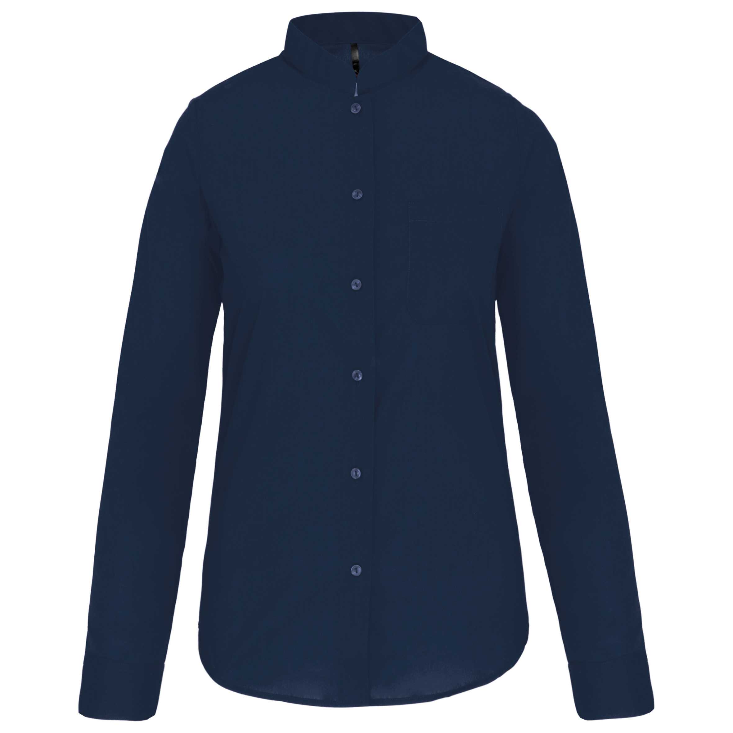 Camisa cuello mao manga larga mujer Navy