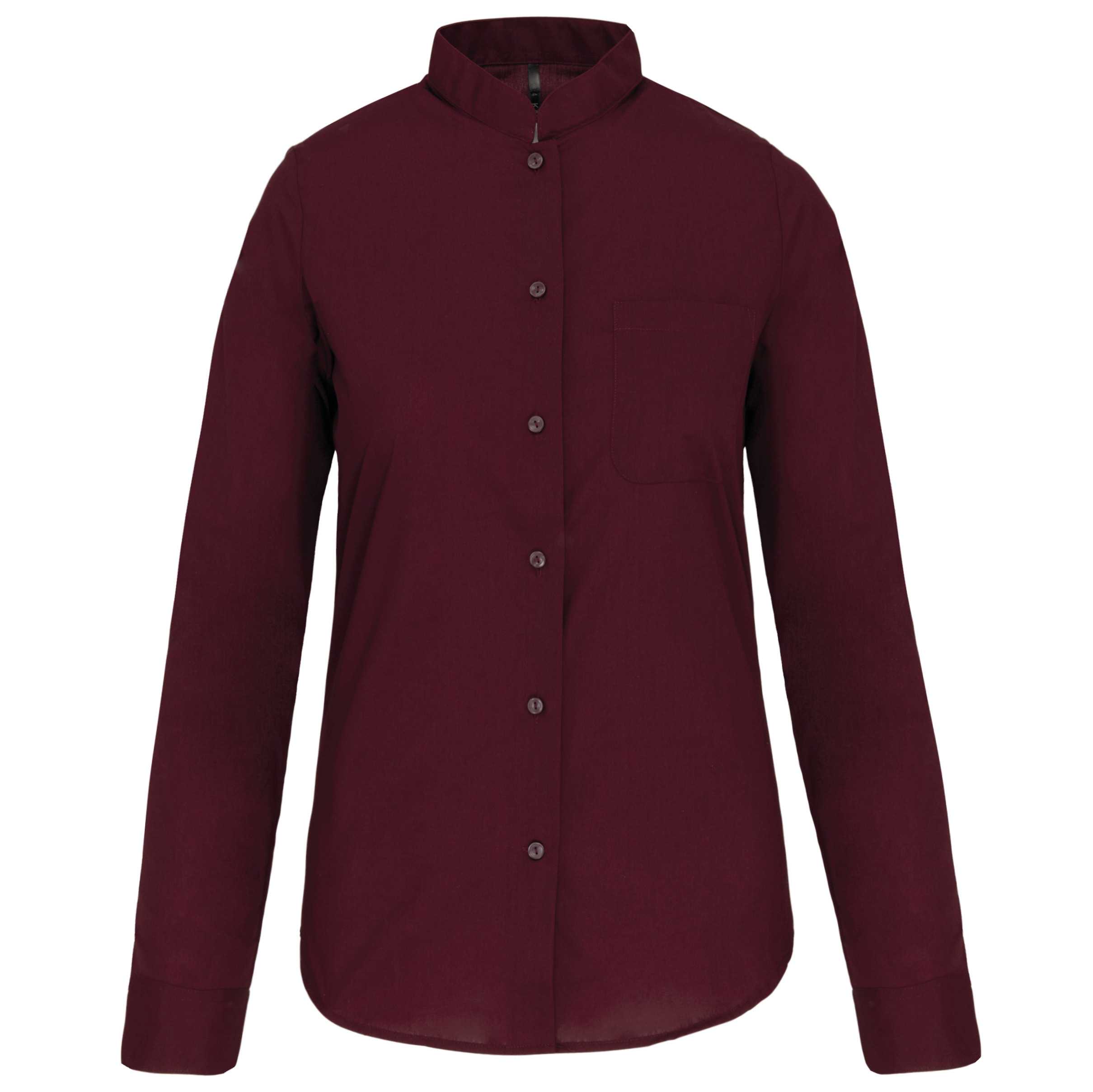 Camisa cuello mao manga larga mujer Wine