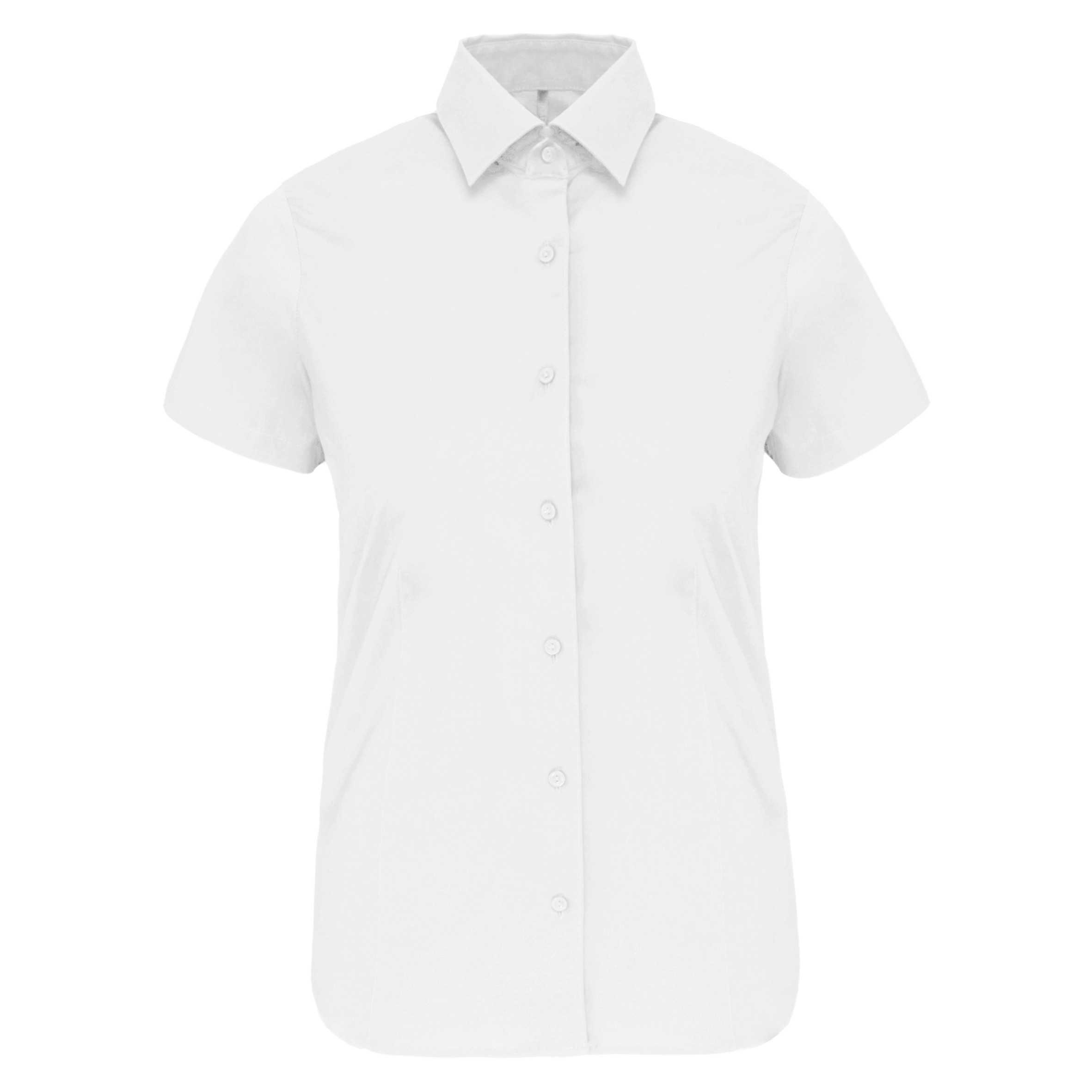 Camisa stretch manga corta mujer White