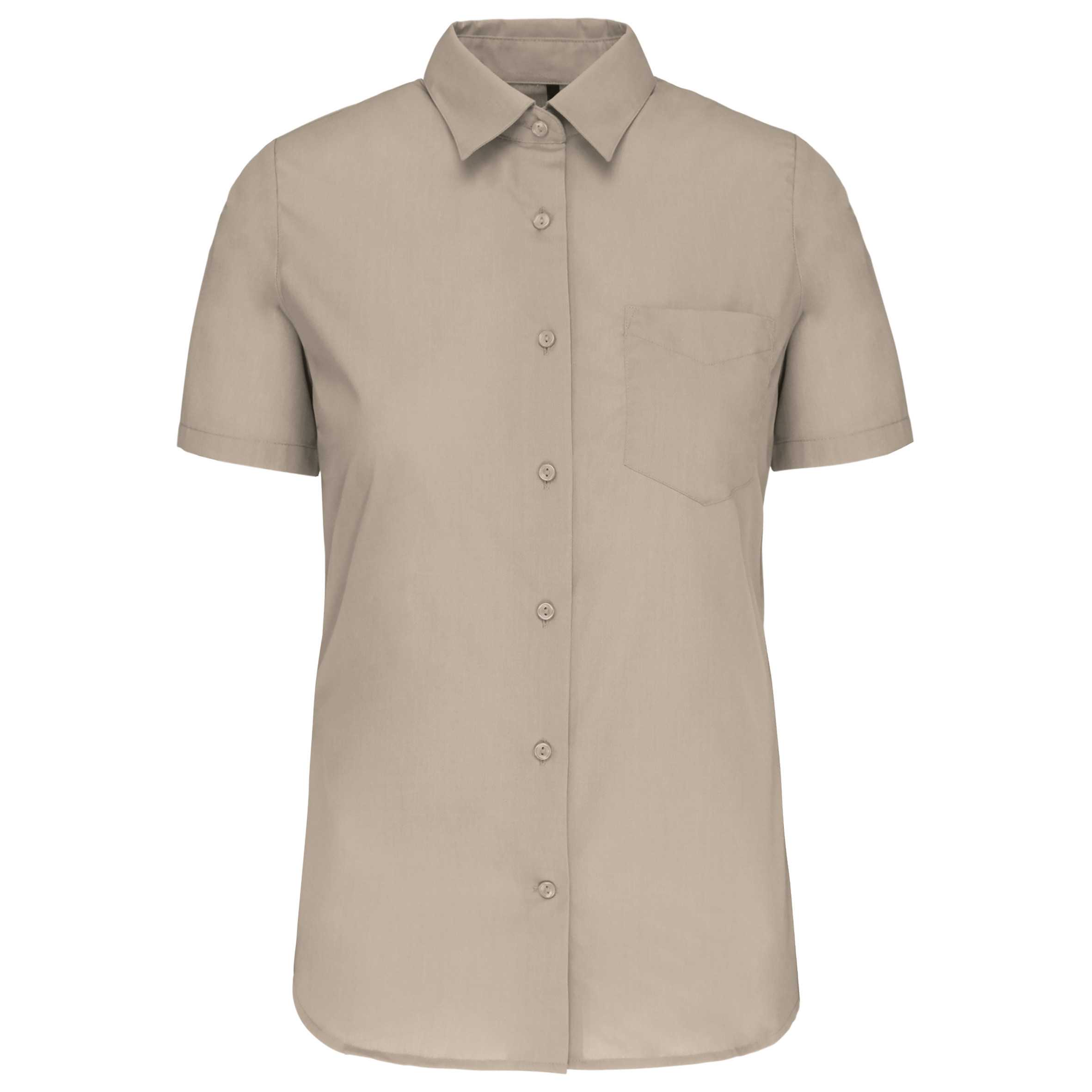 Camisa popelina de polialgodón manga corta de fácil cuidado mujer Beige