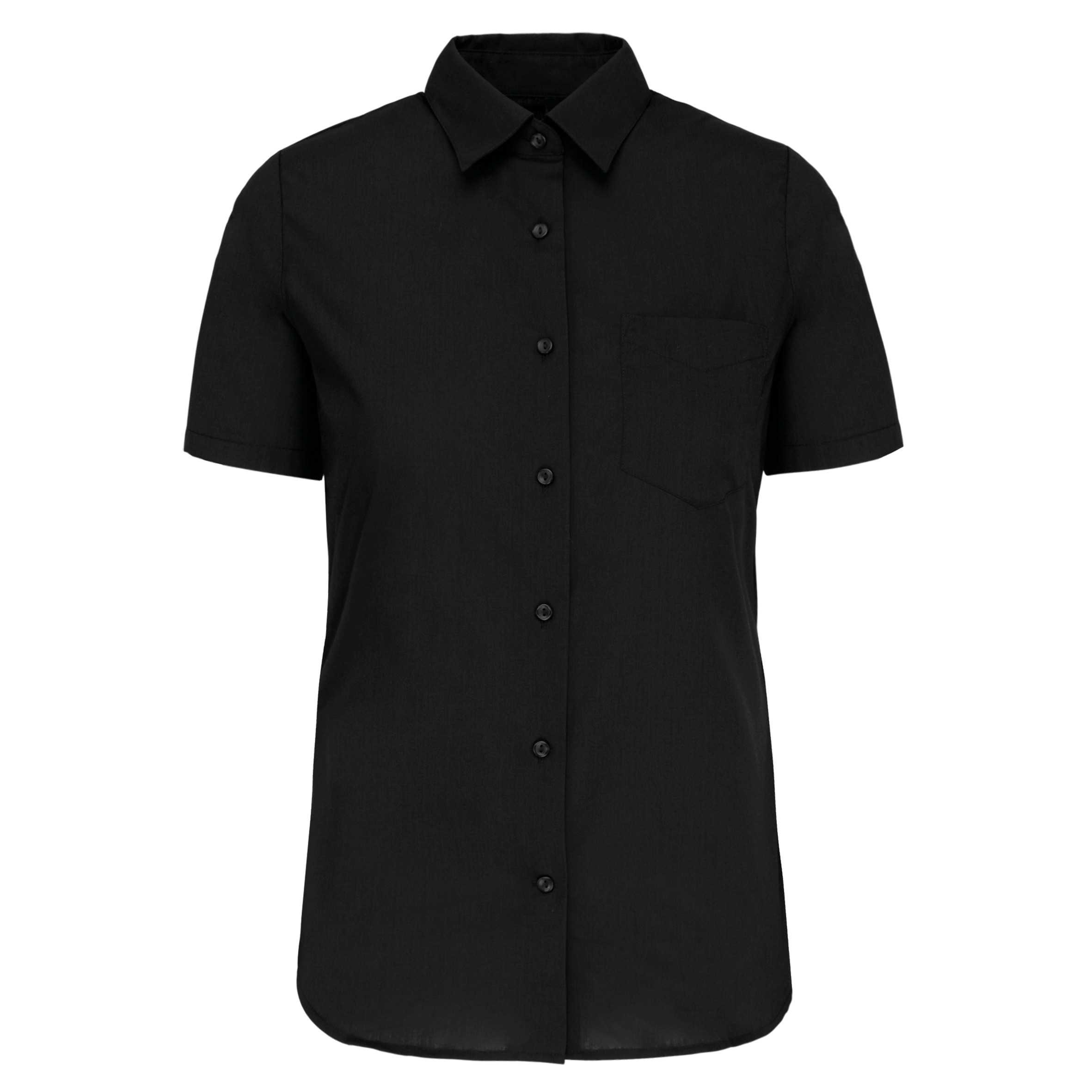 Camisa popelina de polialgodón manga corta de fácil cuidado mujer Black