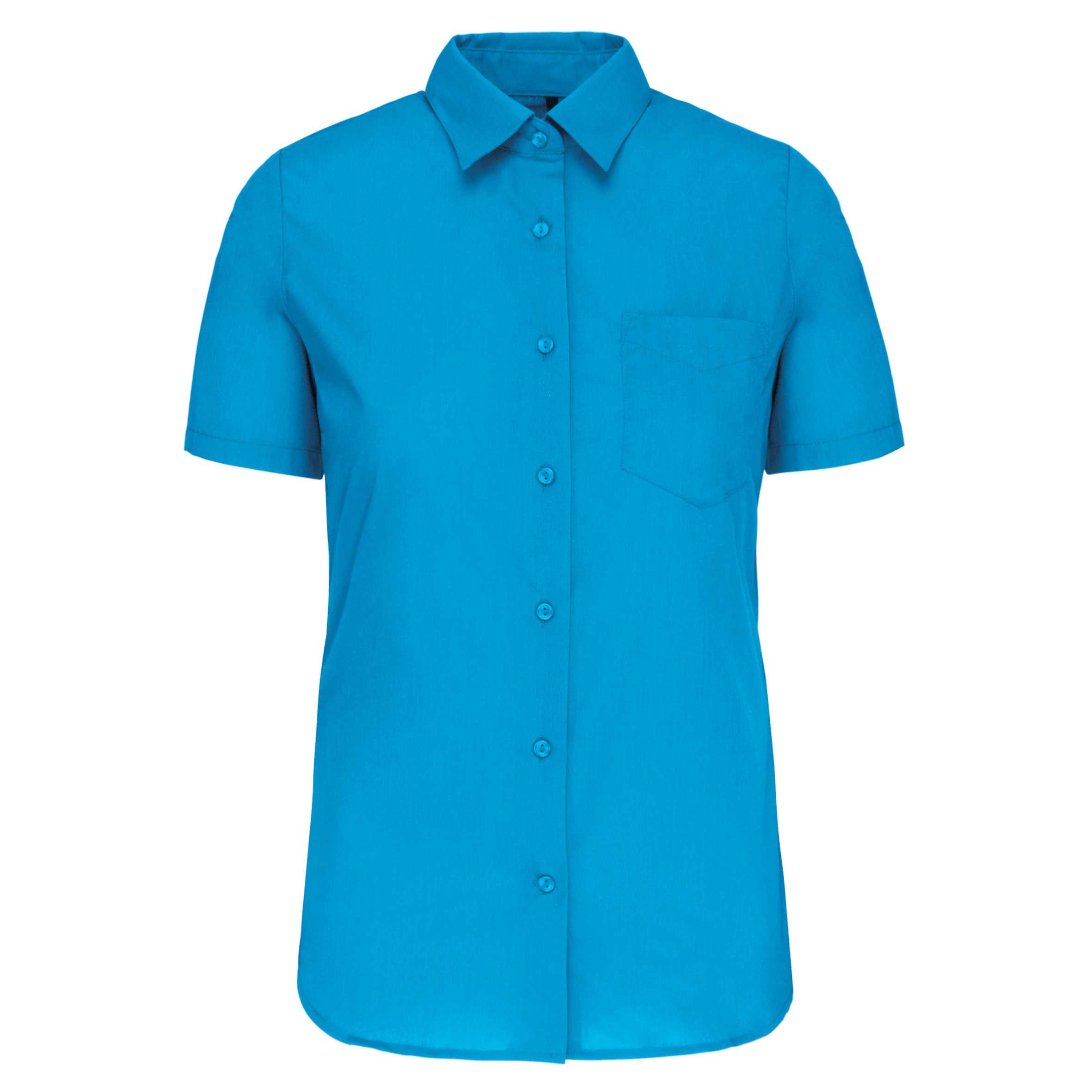 Camisa popelina de polialgodón manga corta de fácil cuidado mujer Bright Turquoise