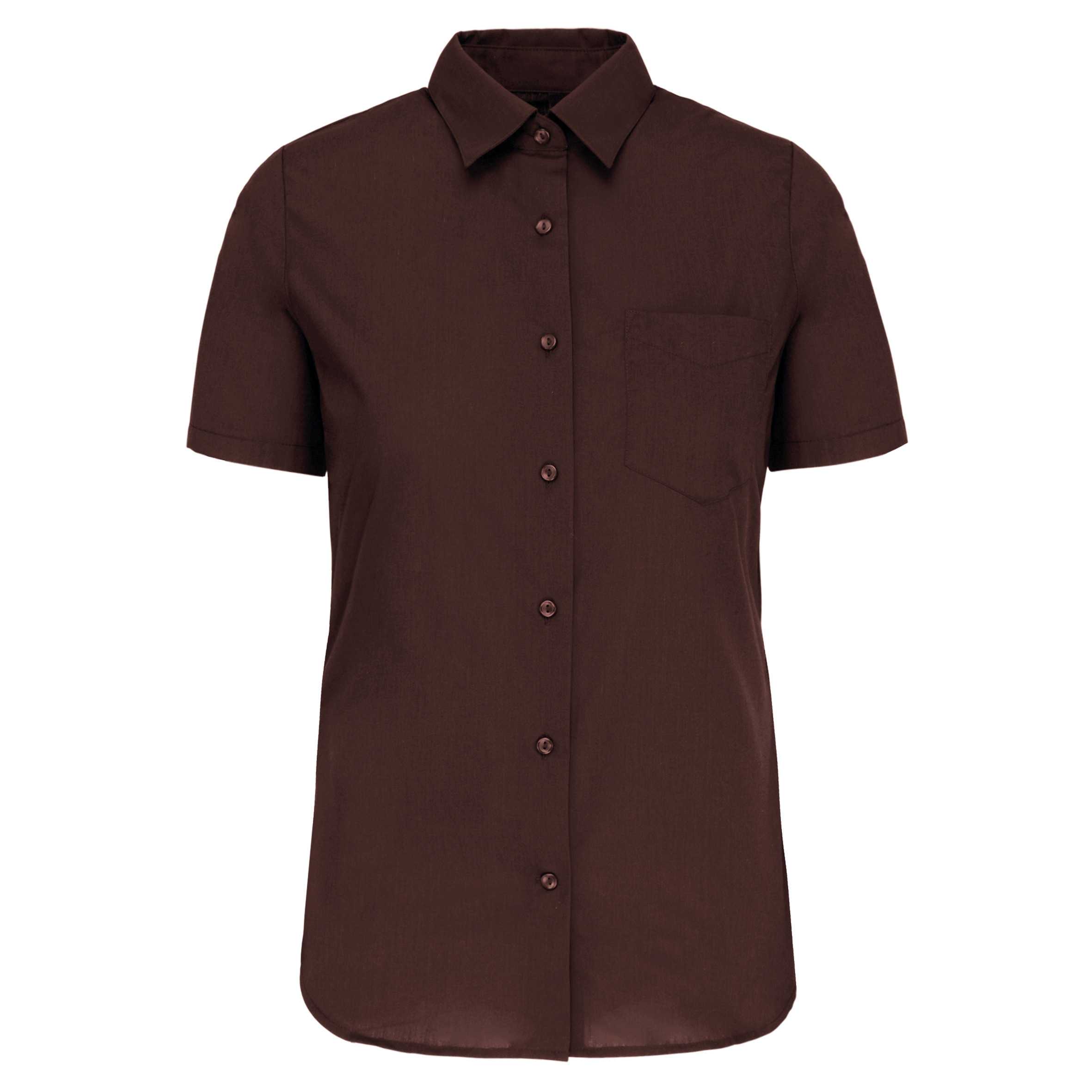 Camisa popelina de polialgodón manga corta de fácil cuidado mujer Brown