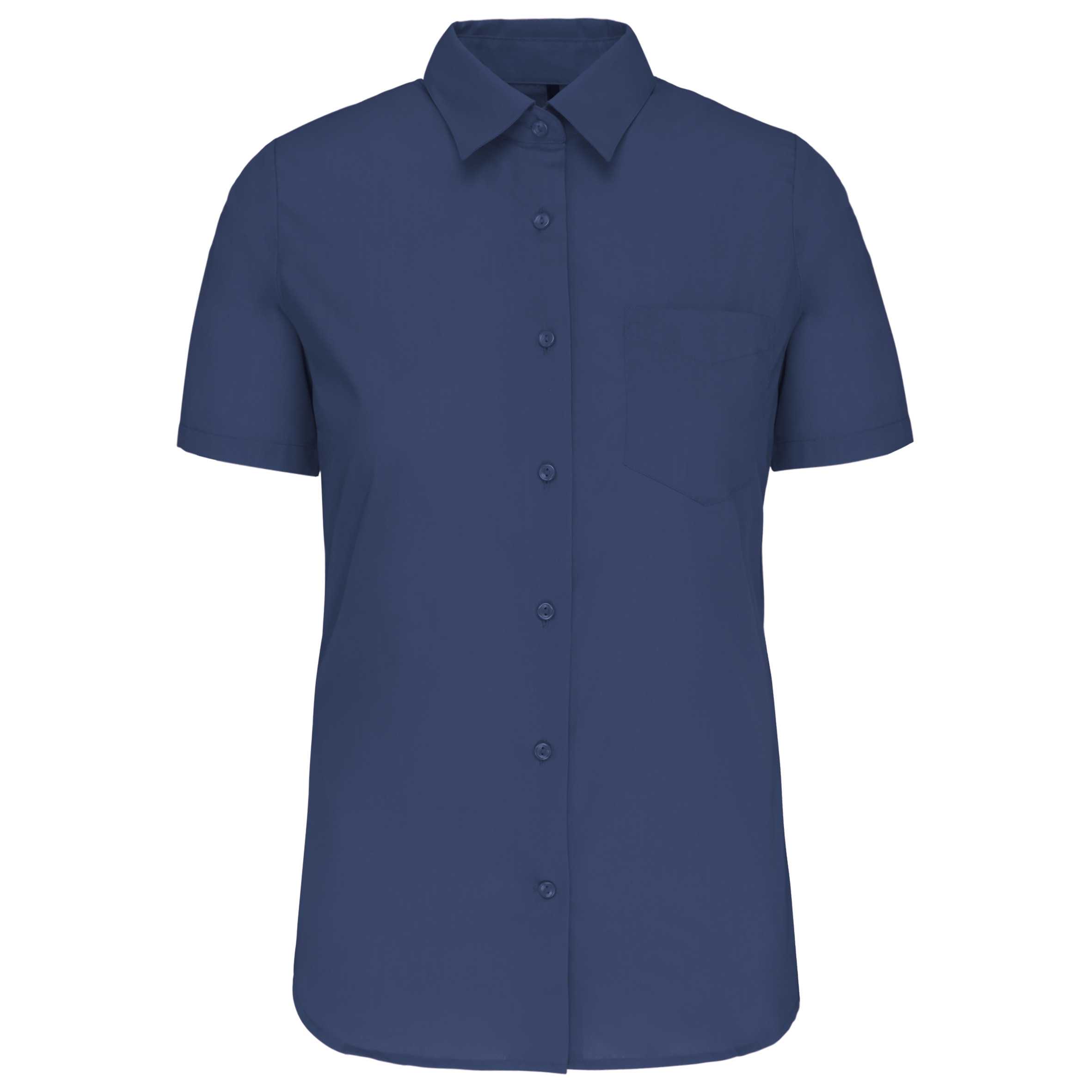 Camisa popelina de polialgodón manga corta de fácil cuidado mujer Deep Blue