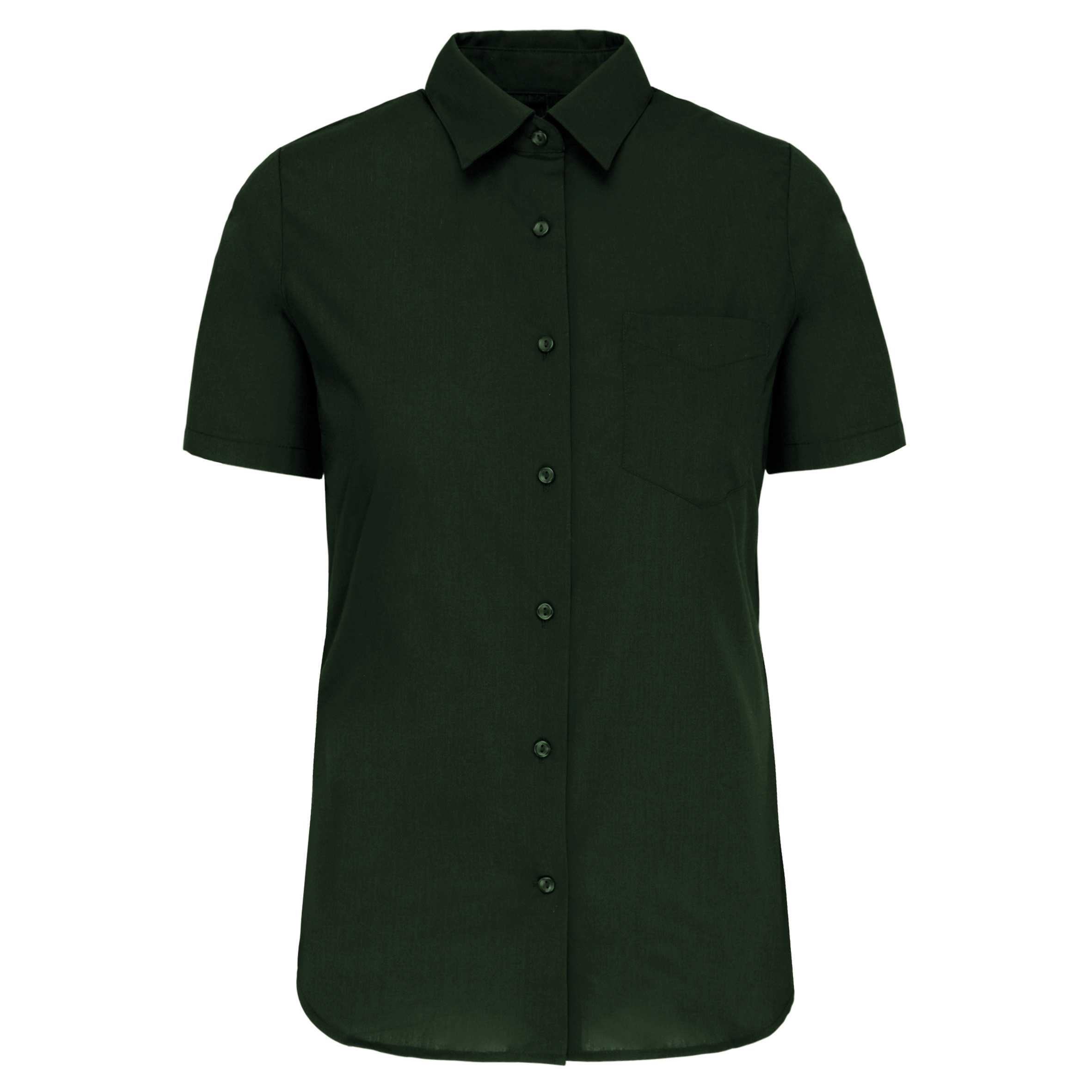 Camisa popelina de polialgodón manga corta de fácil cuidado mujer Forest Green