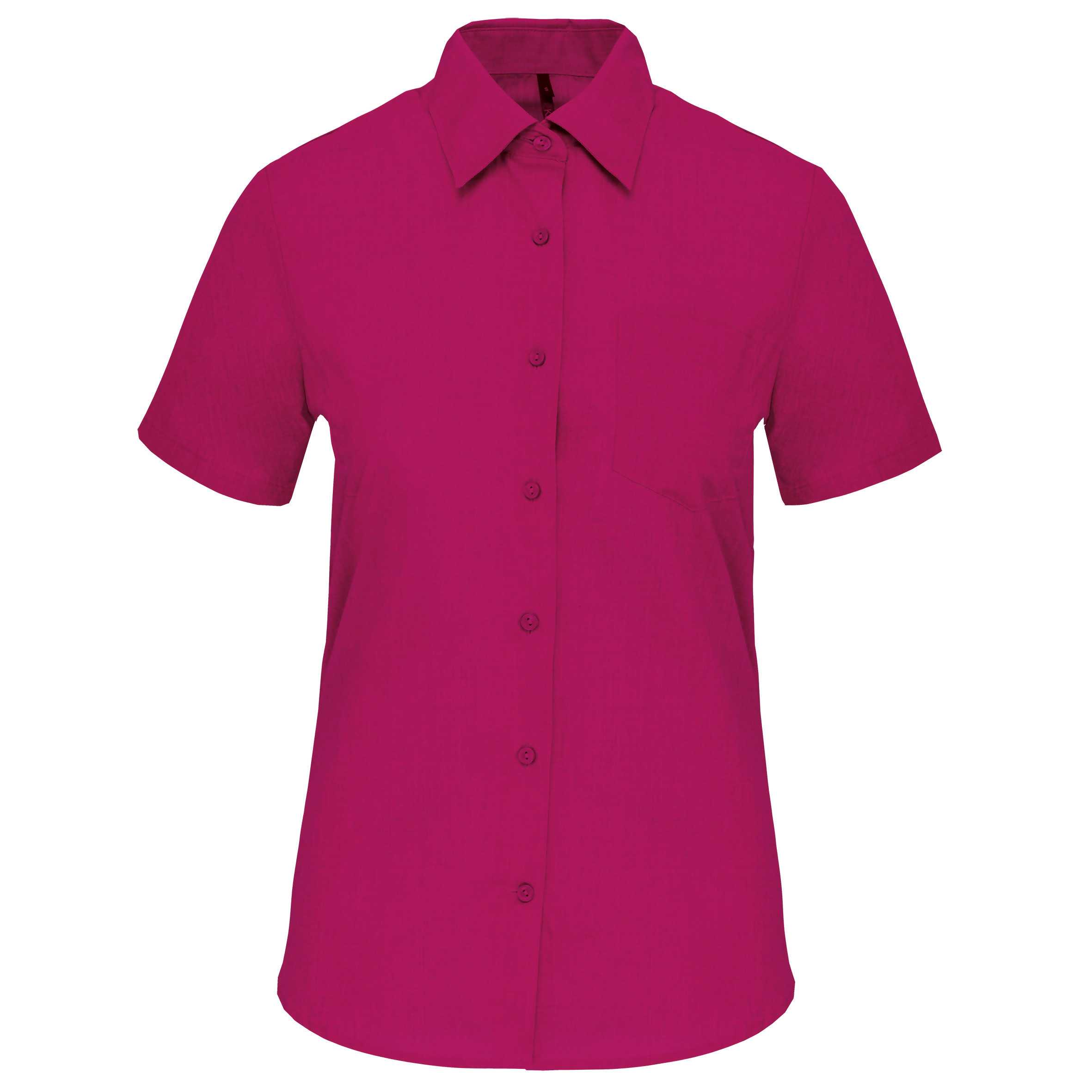 Camisa popelina de polialgodón manga corta de fácil cuidado mujer Fuchsia