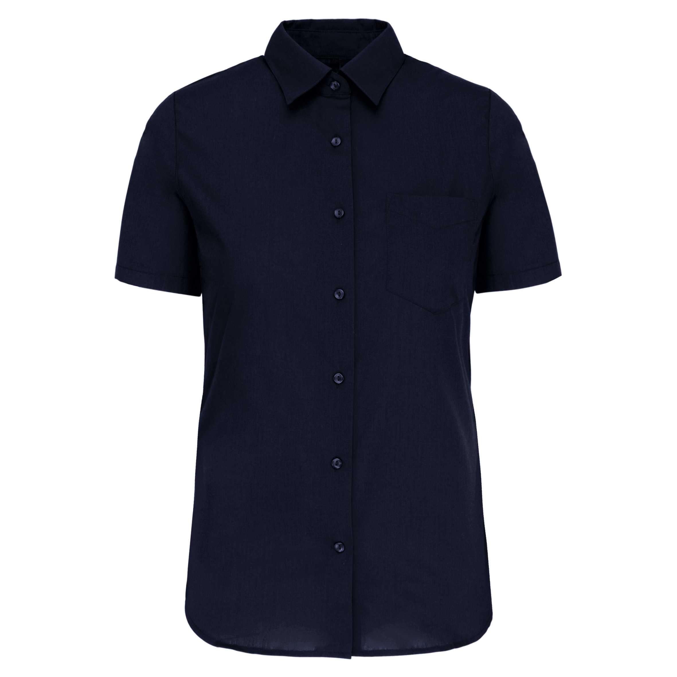 Camisa popelina de polialgodón manga corta de fácil cuidado mujer Navy