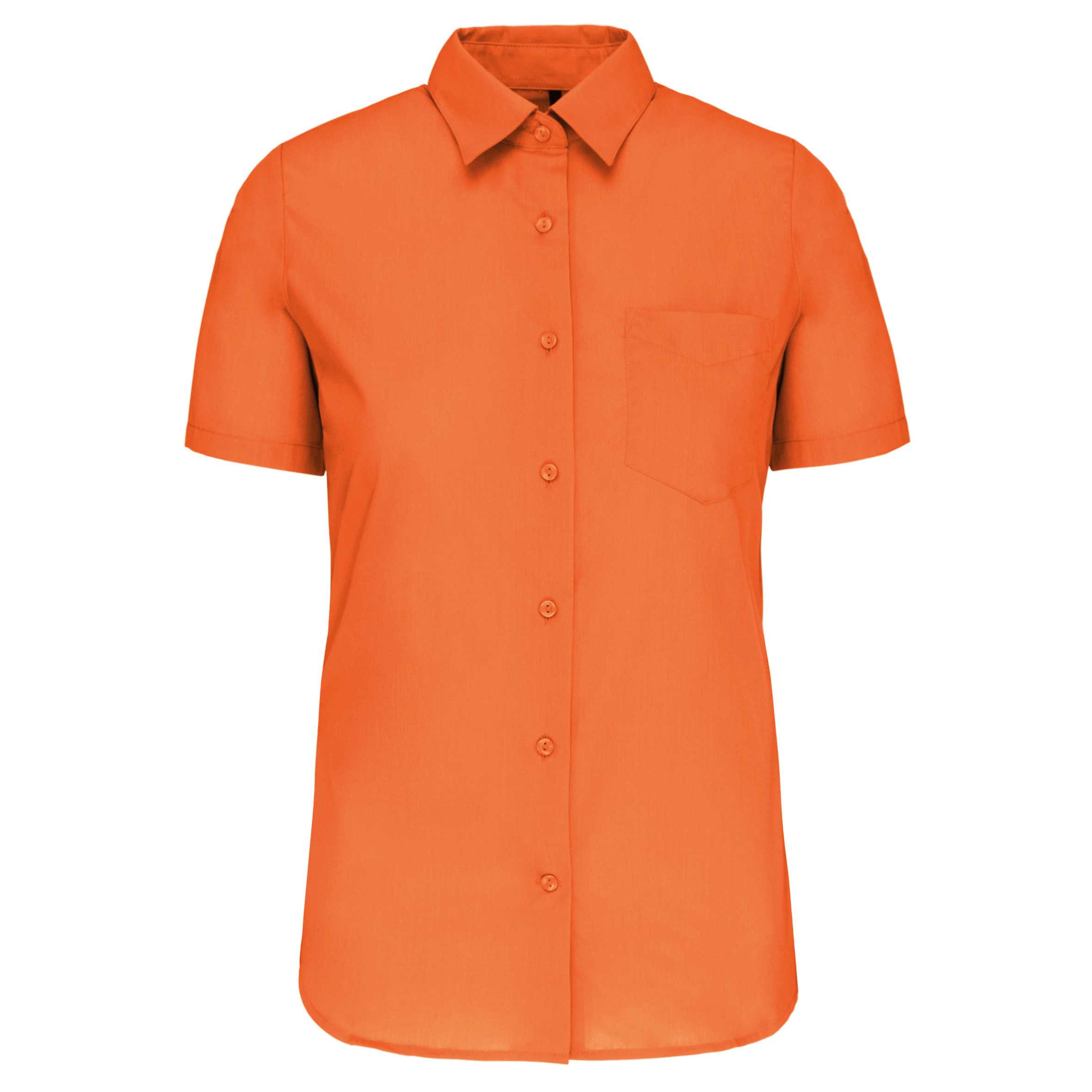 Camisa popelina de polialgodón manga corta de fácil cuidado mujer Orange