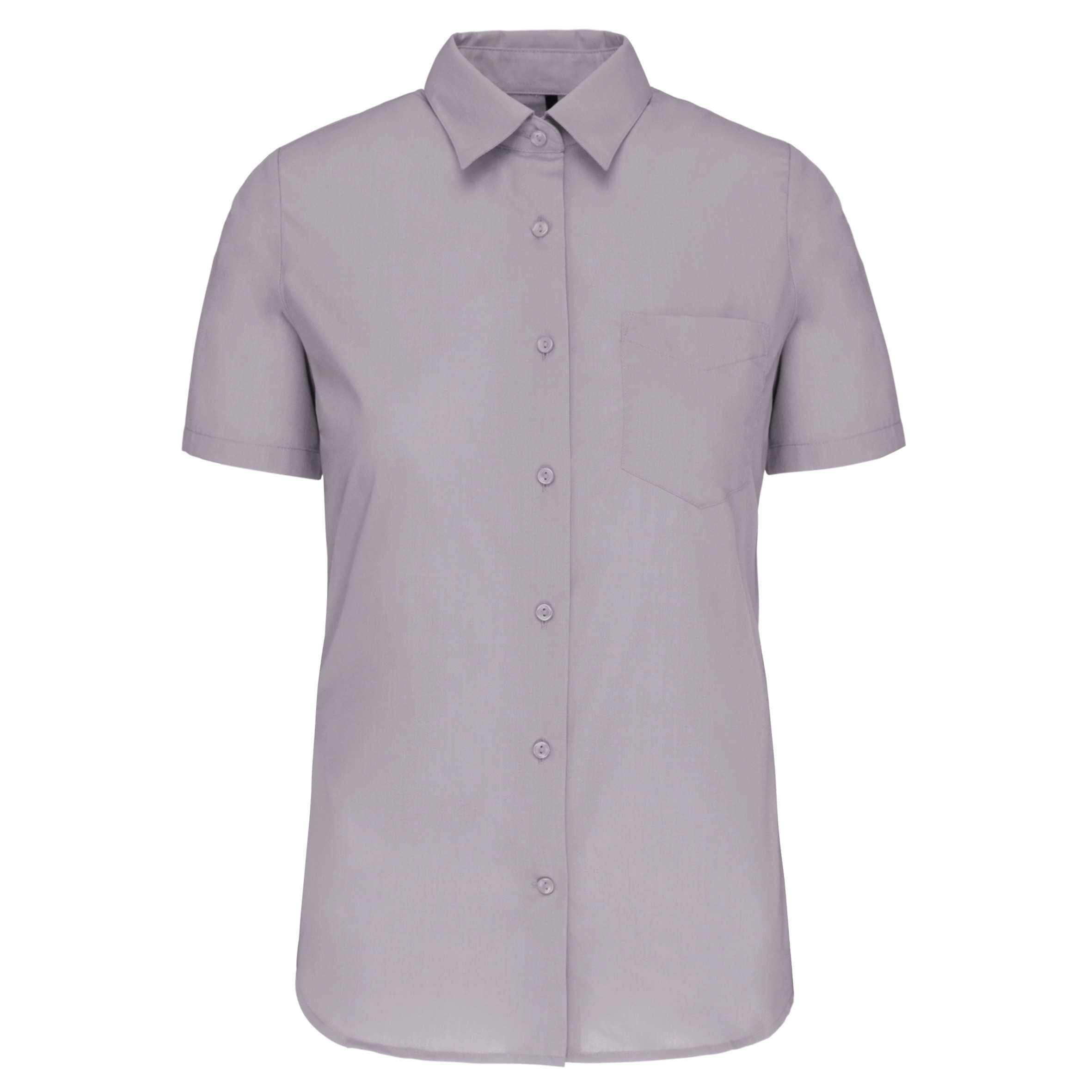 Camisa popelina de polialgodón manga corta de fácil cuidado mujer Silver