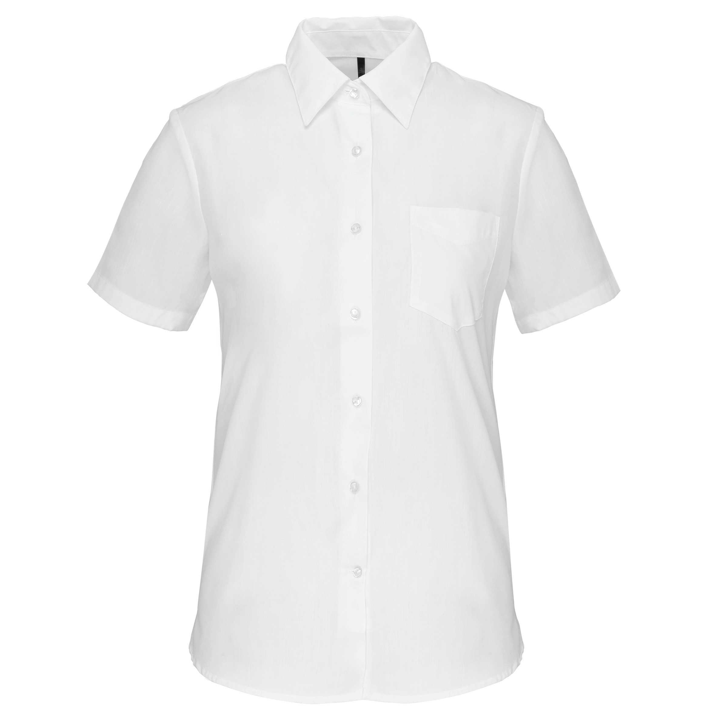 Camisa popelina de polialgodón manga corta de fácil cuidado mujer White