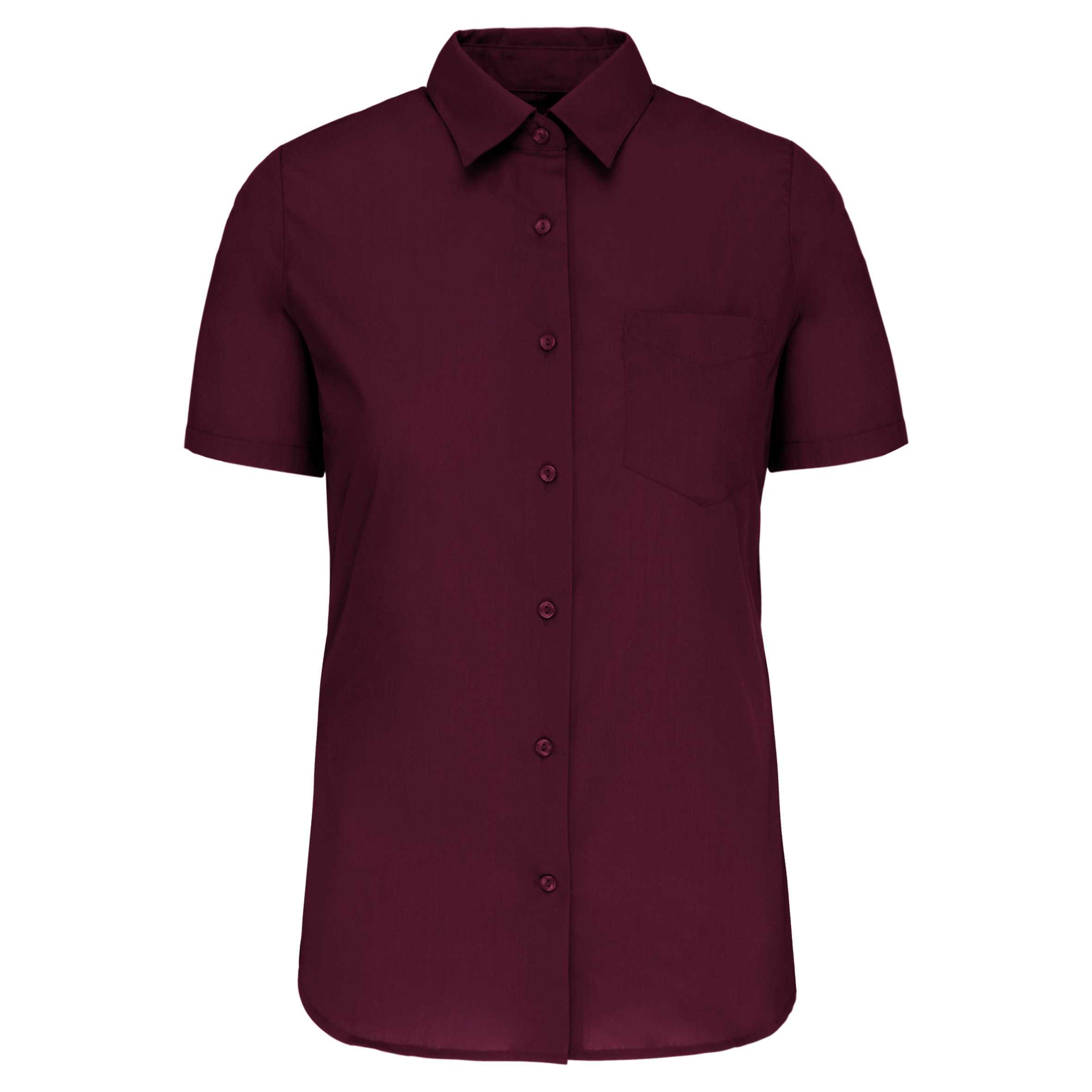 Camisa popelina de polialgodón manga corta de fácil cuidado mujer Wine