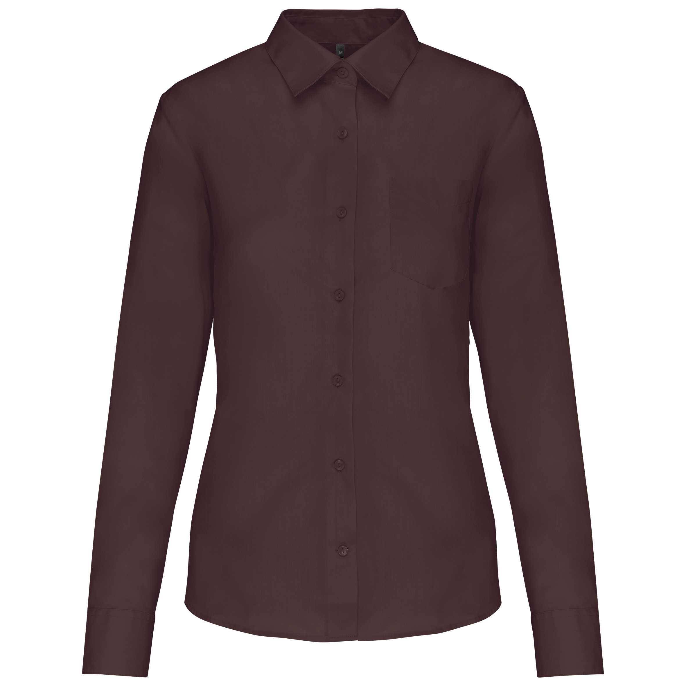 Camisa popelina de polialgodón manga corta mujer Brown