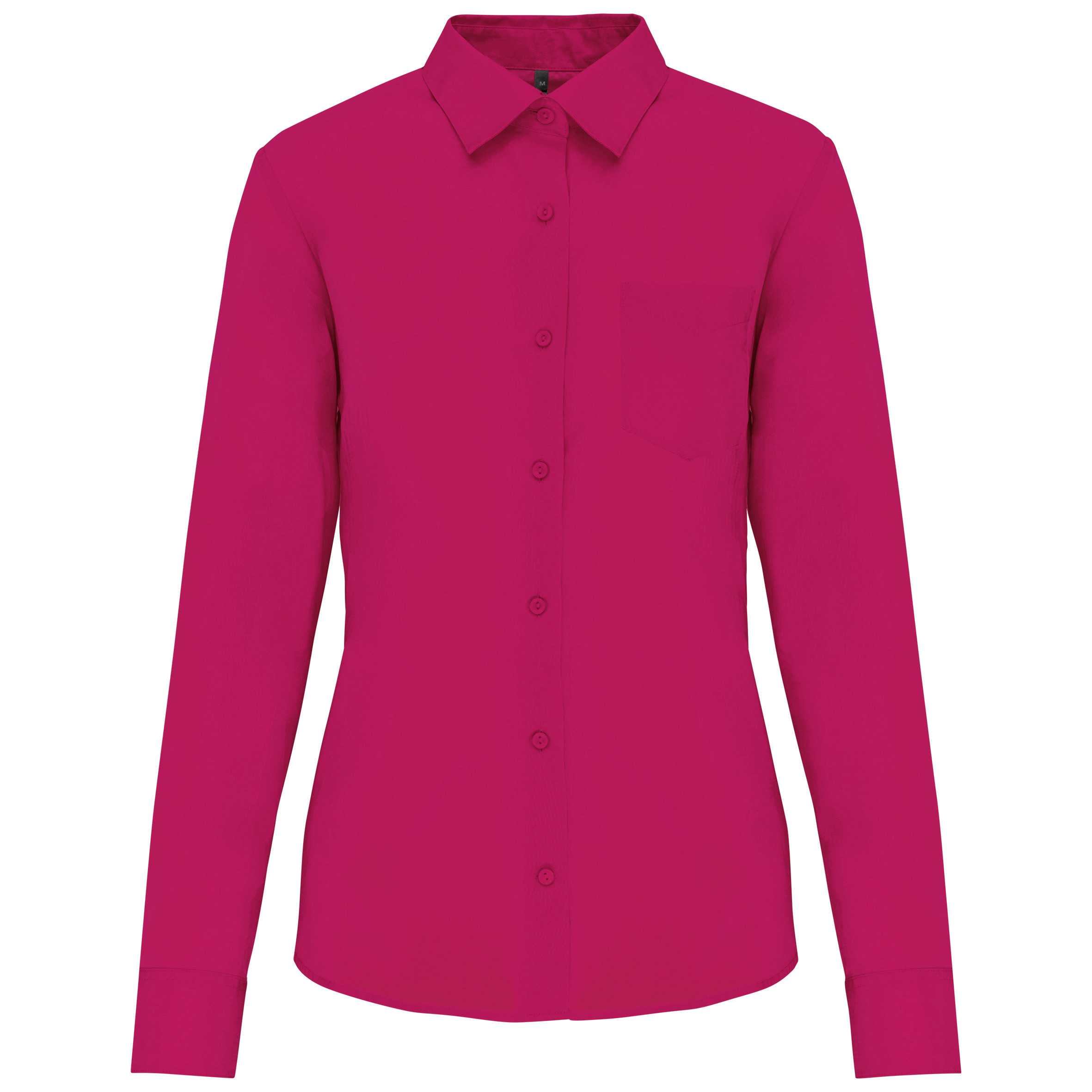 Camisa popelina de polialgodón manga corta mujer Fuchsia