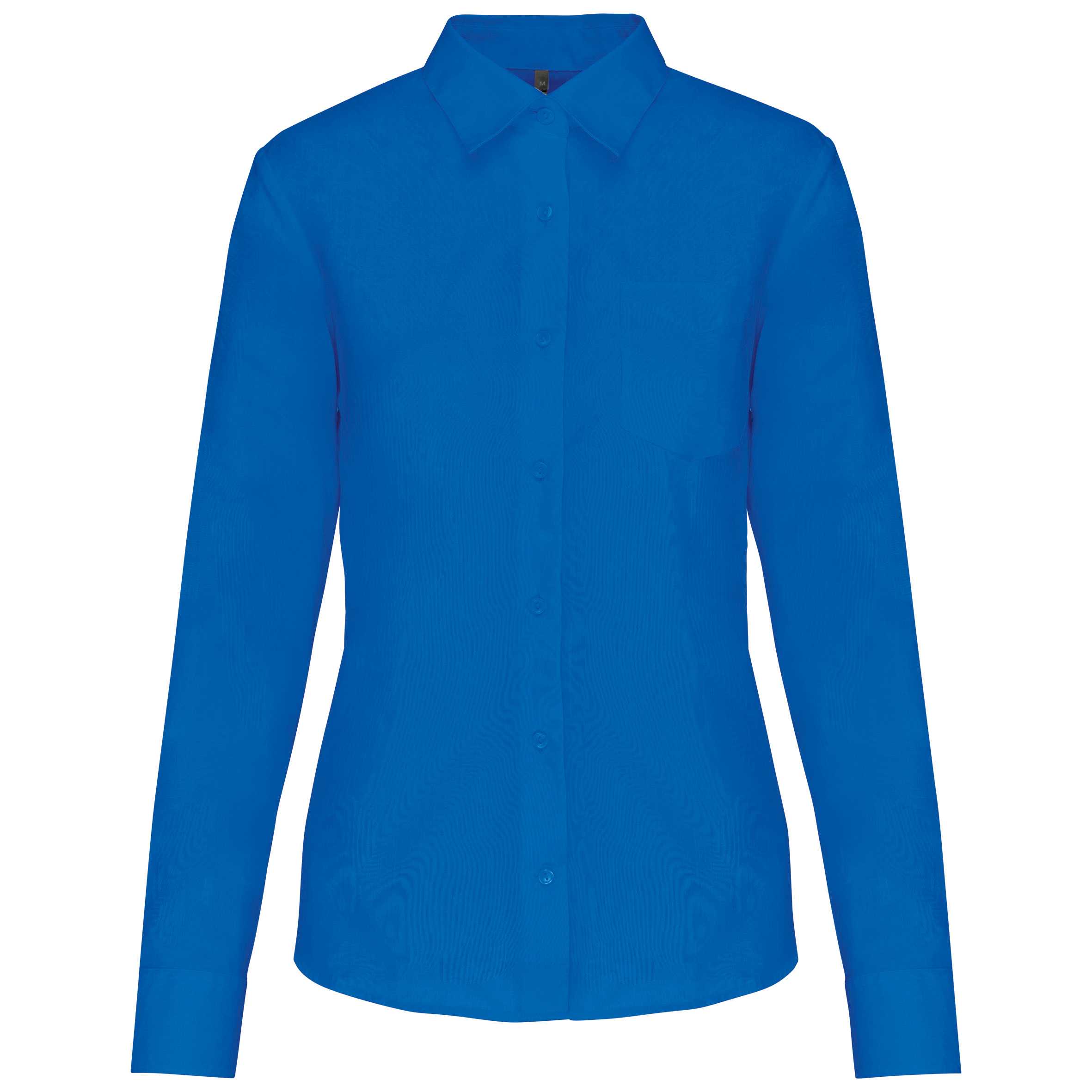 Camisa popelina de polialgodón manga corta mujer Light Royal Blue