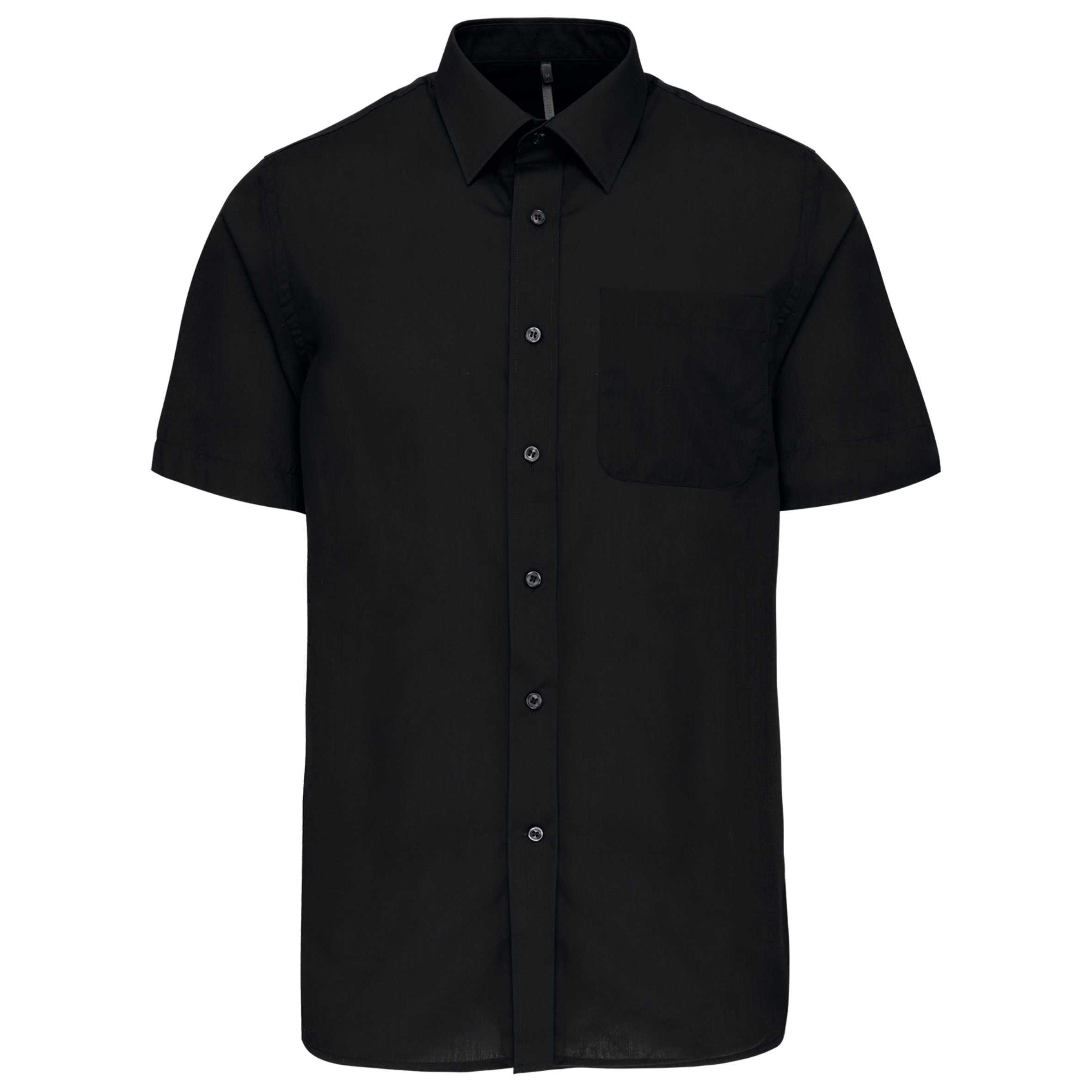 Camisa popelina de polialgodón manga corta de fácil cuidado hombre Black