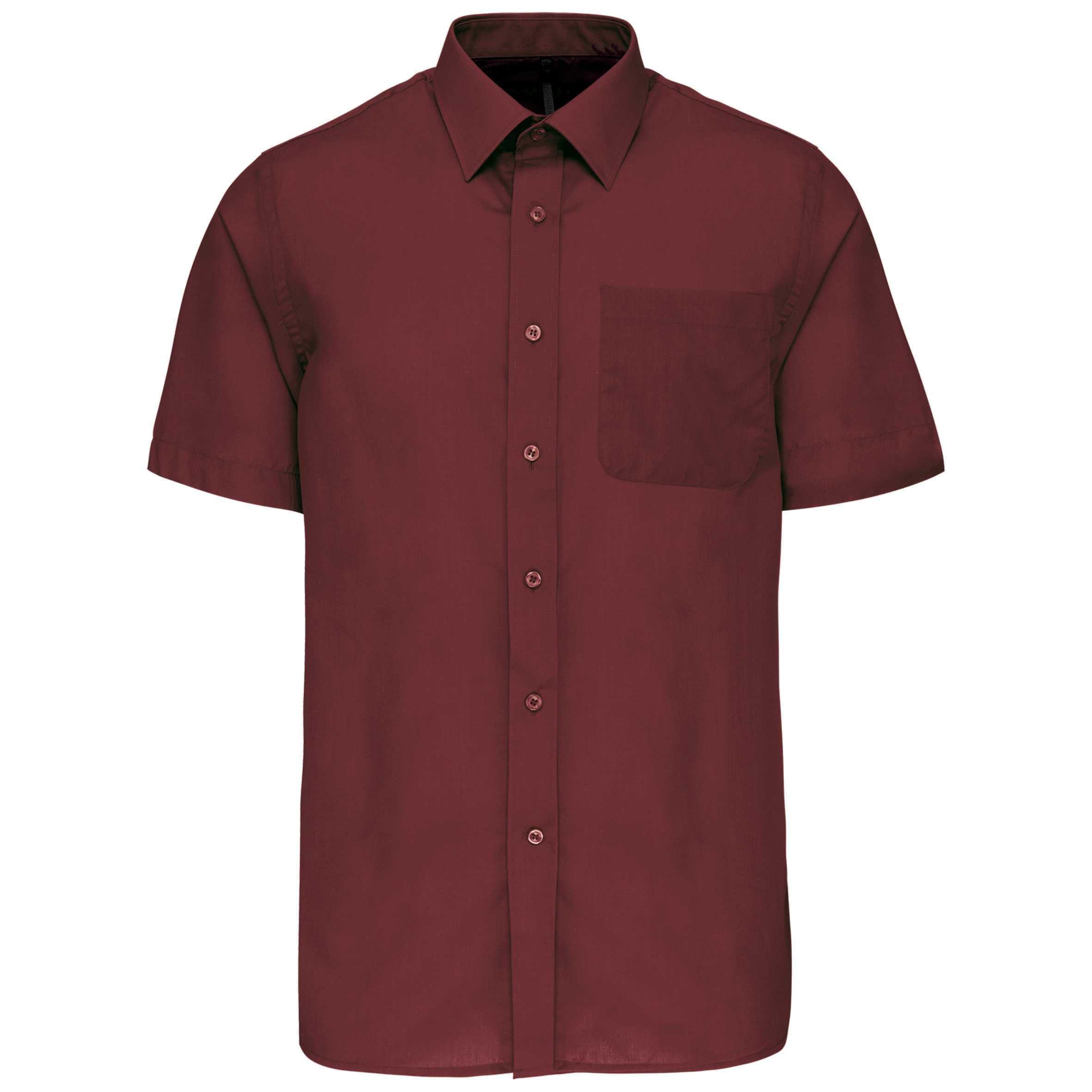 Camisa popelina de polialgodón manga corta de fácil cuidado hombre Wine