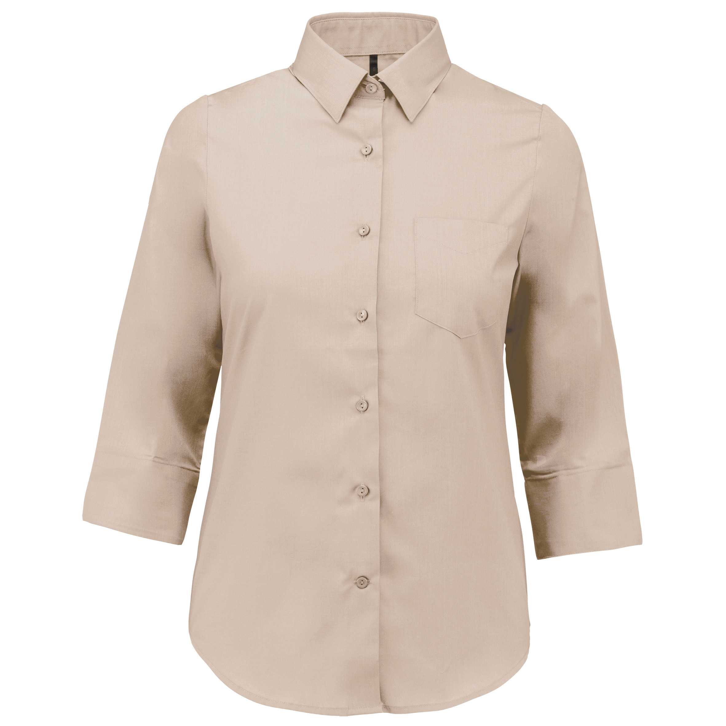 Camisa popelina de polialgodón manga 3/4 de fácil cuidado mujer Angora
