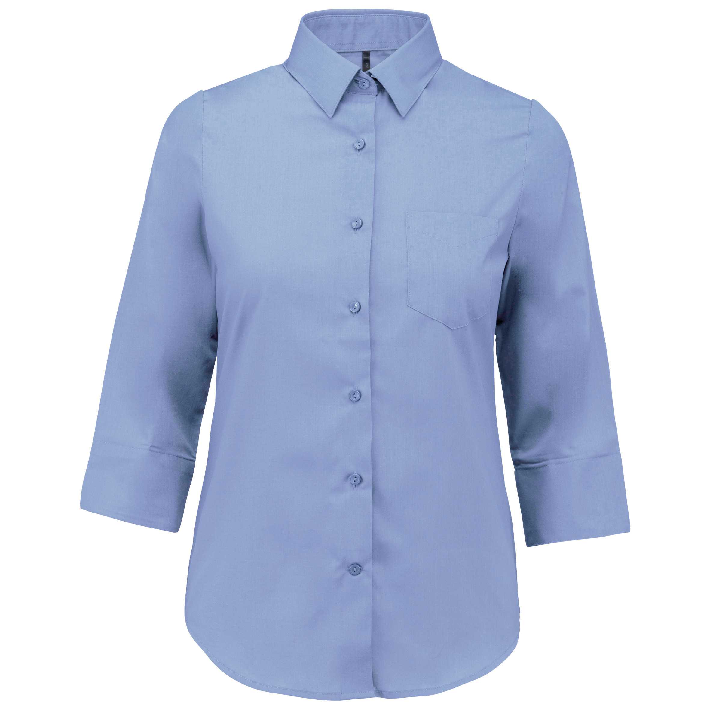 Camisa popelina de polialgodón manga 3/4 de fácil cuidado mujer Bright Sky